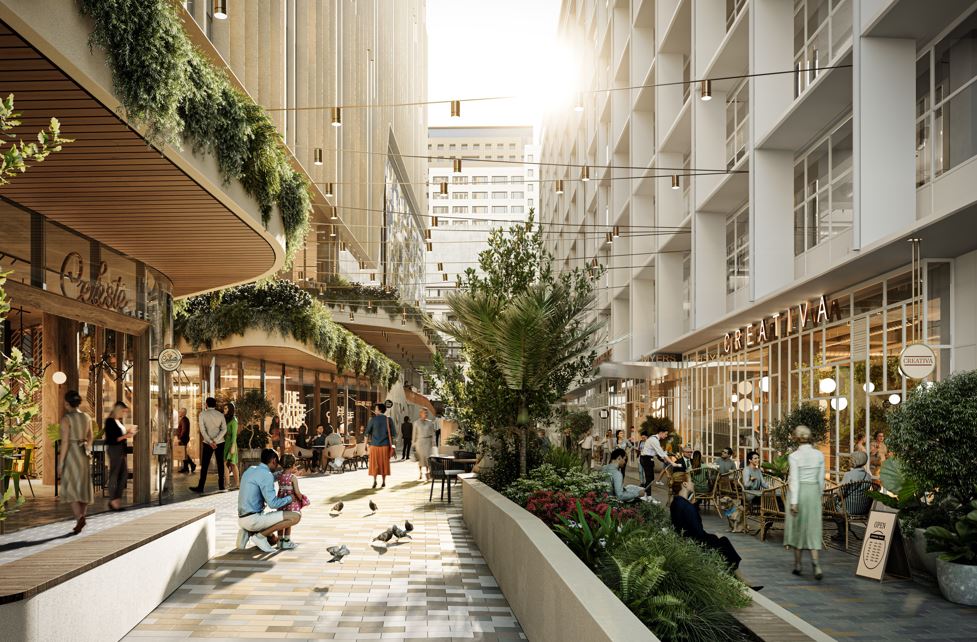 The laneways will provide an exciting and vibrant mix of retail, hospitality and artwork.