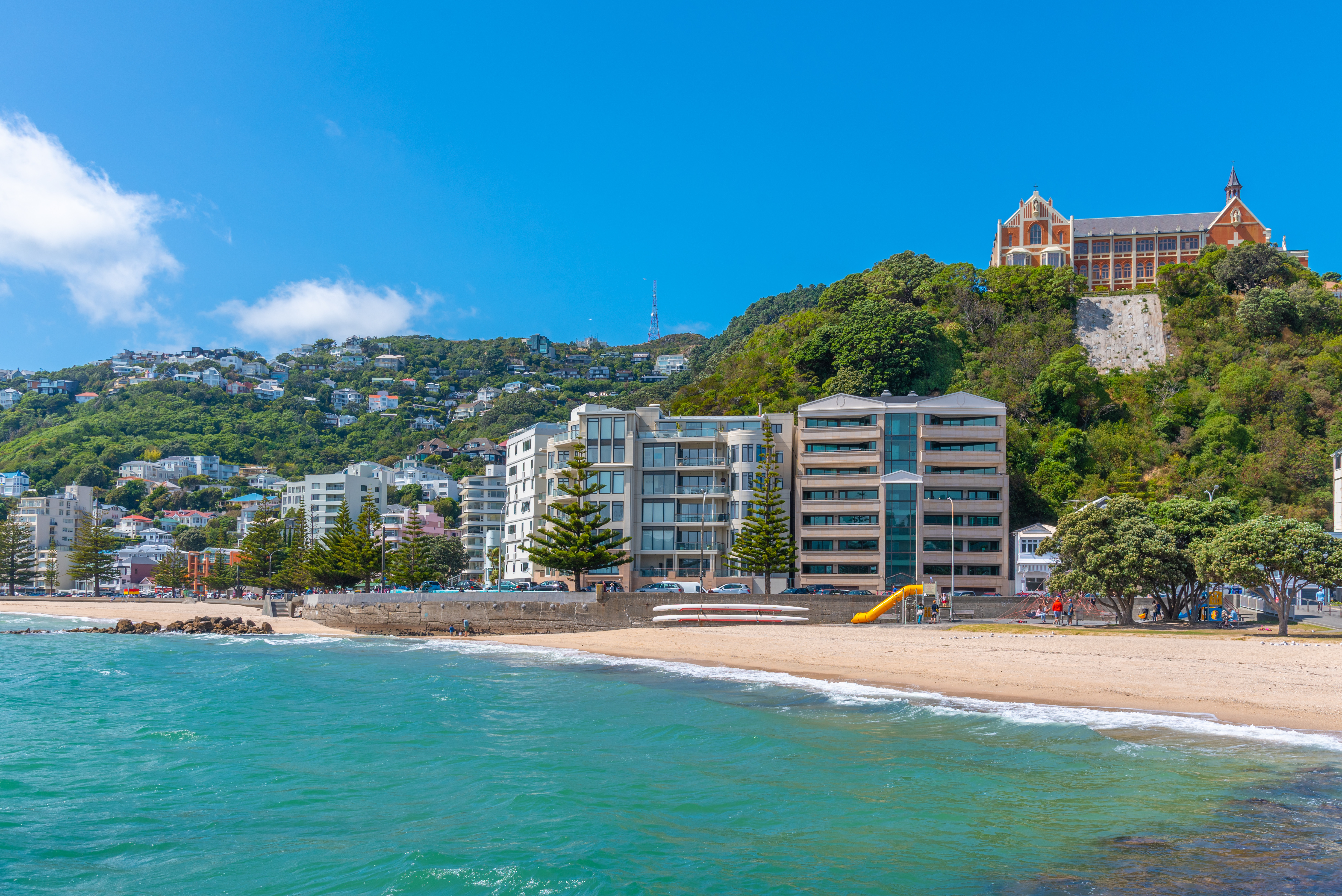 Oriental Bay Beach in Wellington on a bluebird day. Photo / 123rf
