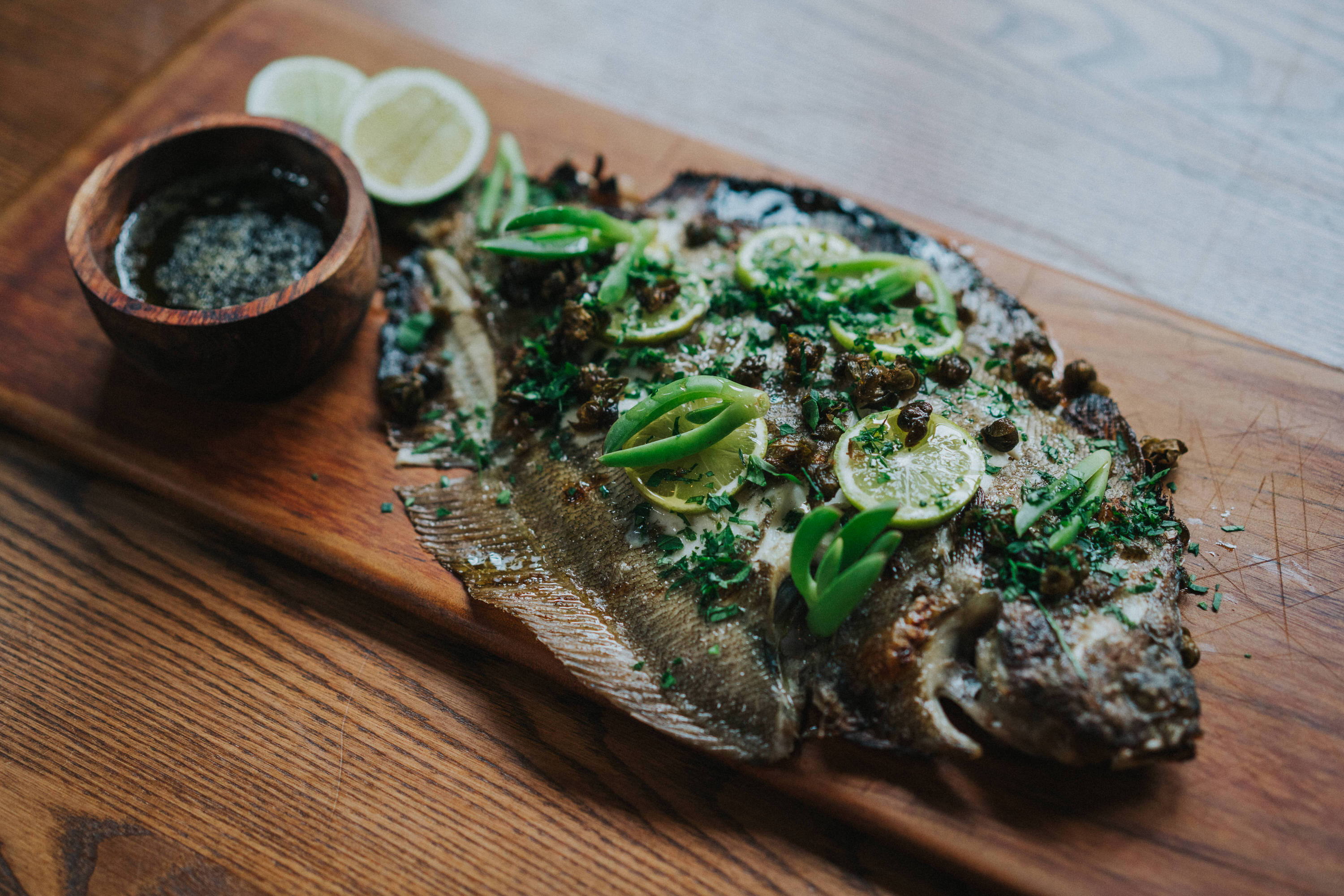 Whole Bluff grilled sole from Arrowtown's Little Aosta. Photo / Supplied