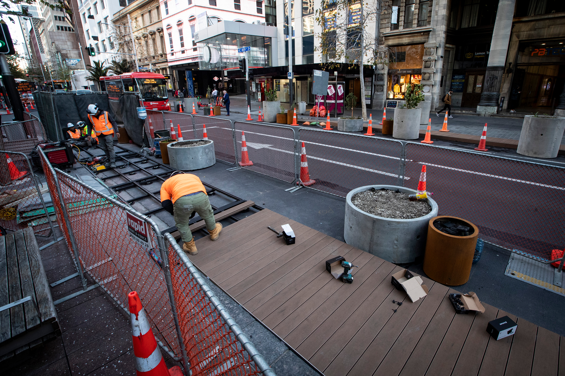 Auckland Council contractors installing 