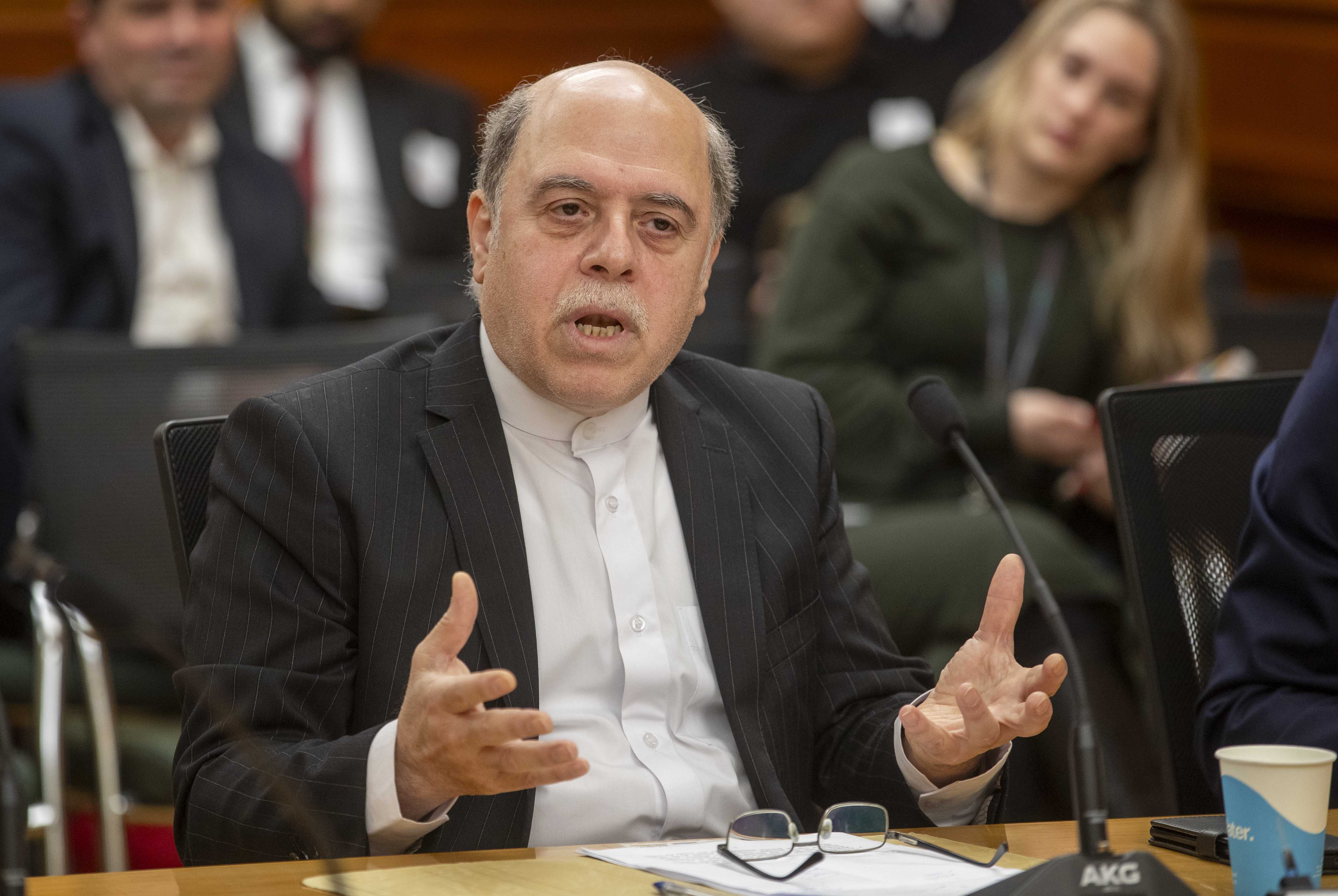 Iranian ambassador Reza Nazar Ahari during his appearance before the Foreign Affairs, Defence and Trade select committee in Parliament, Wellington. Photo / Mark Mitchell
