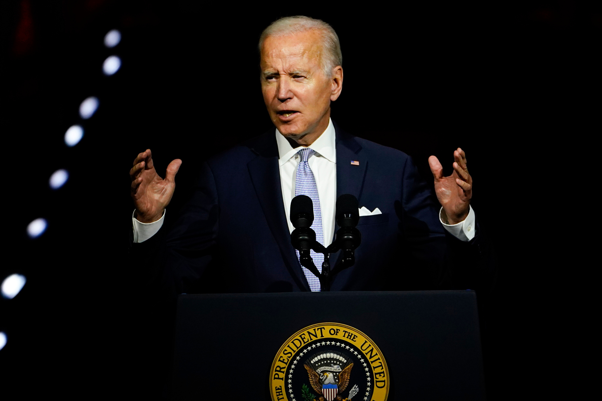US President Joe Biden speaks outside Independence Hall in Philadelphia on September 1, 2022. Photo / AP