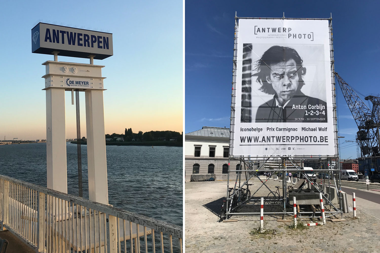(From left) Scheldt River; Antwerp Photo Exhibition. Photo / Dayne Johnston