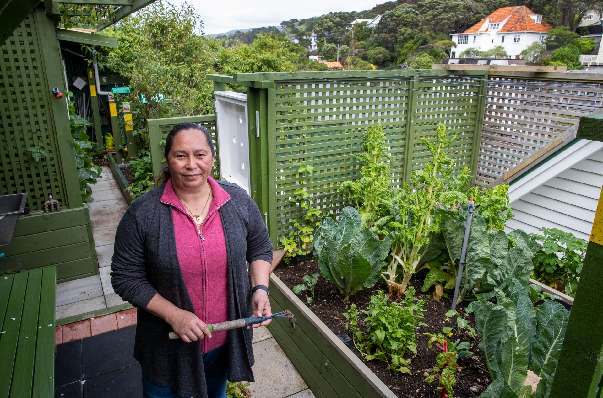 Act Party MP Nicole McKee in her vegetable garden in Wellington. Photo / Mark Mitchell