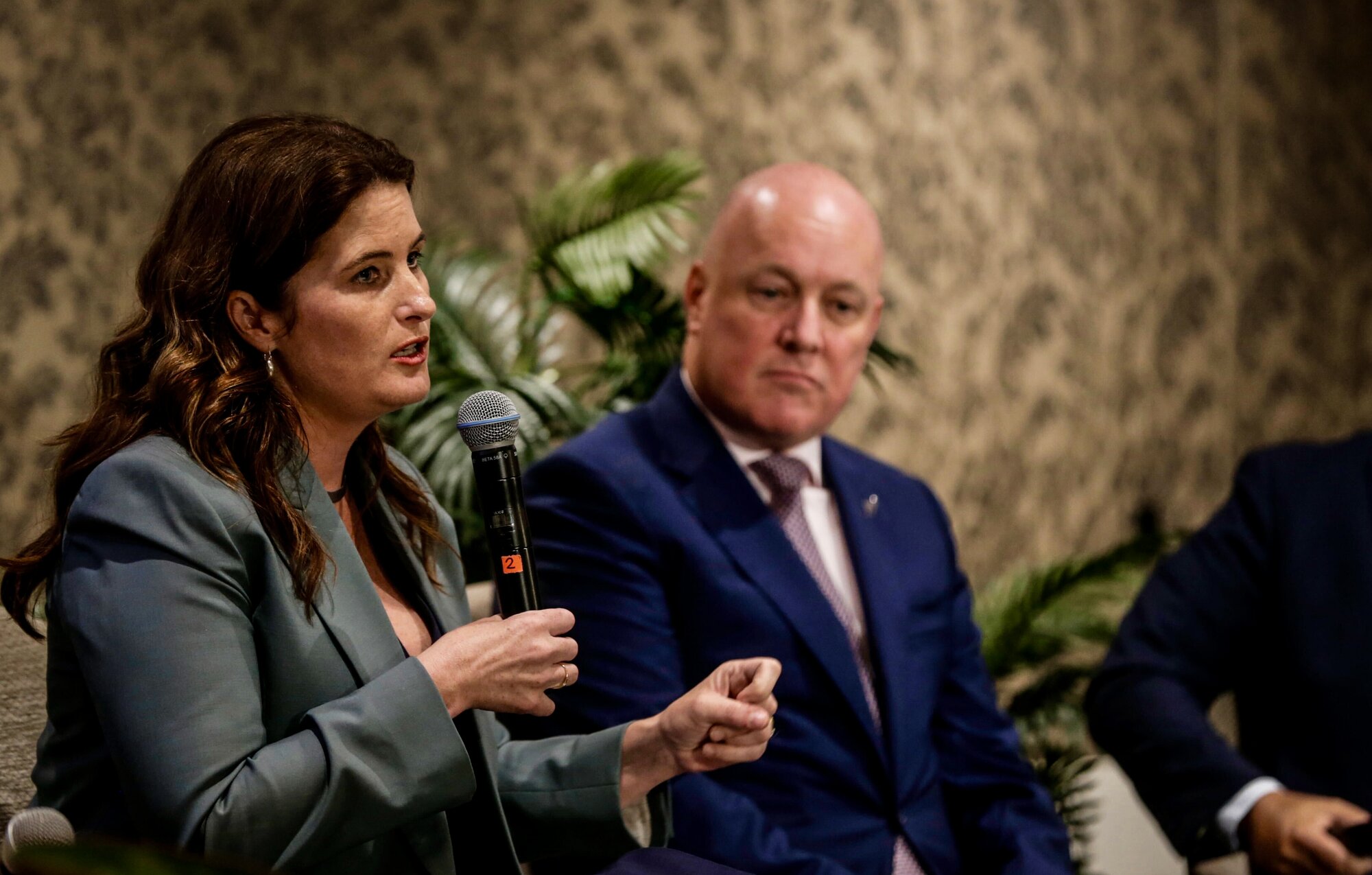 Prime Minister Christopher Luxon with Finance Minister Nicola Willis, who wants to open the door for new entrants into the supermarket sector. Photo / Alex Burton