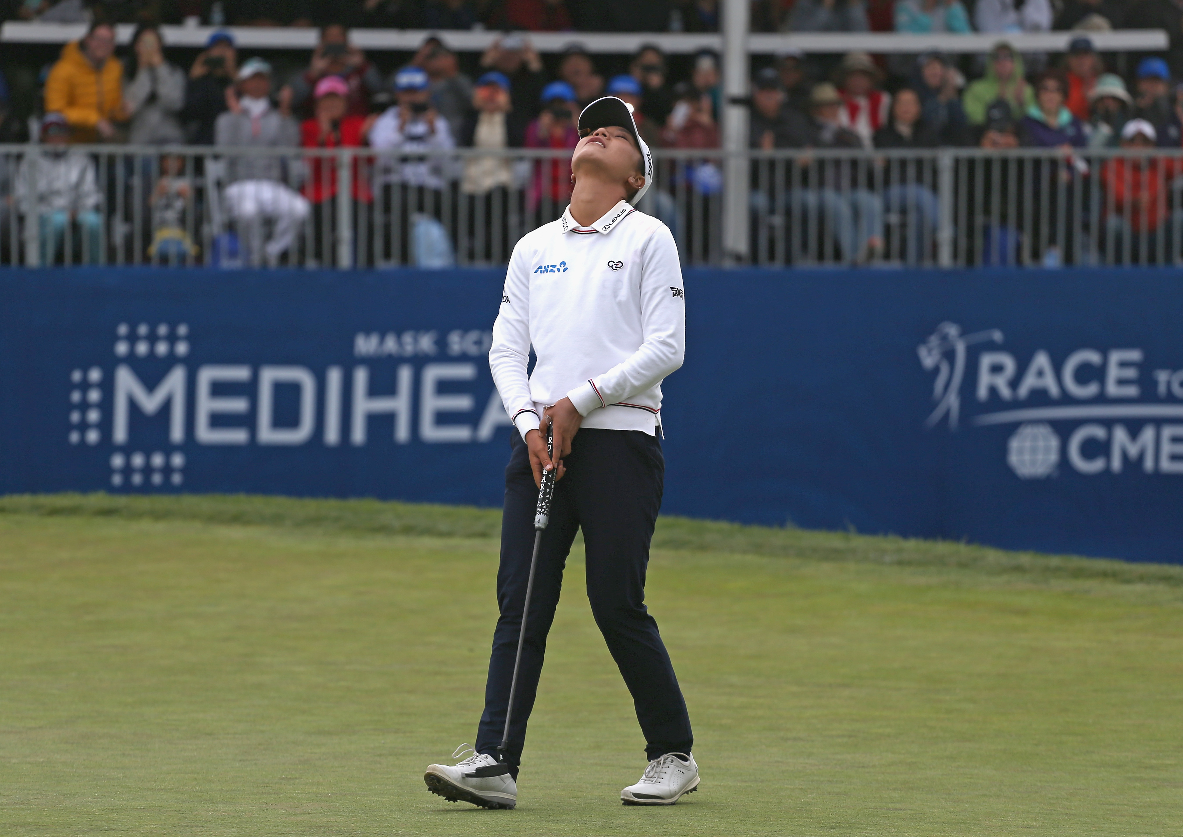 Lydia Ko of New Zealand reacts after making an eagle to win the Mediheal Championship at Lake Merced Golf Club on April 29, 2018 in Daly City, California. Photo / Getty Images.