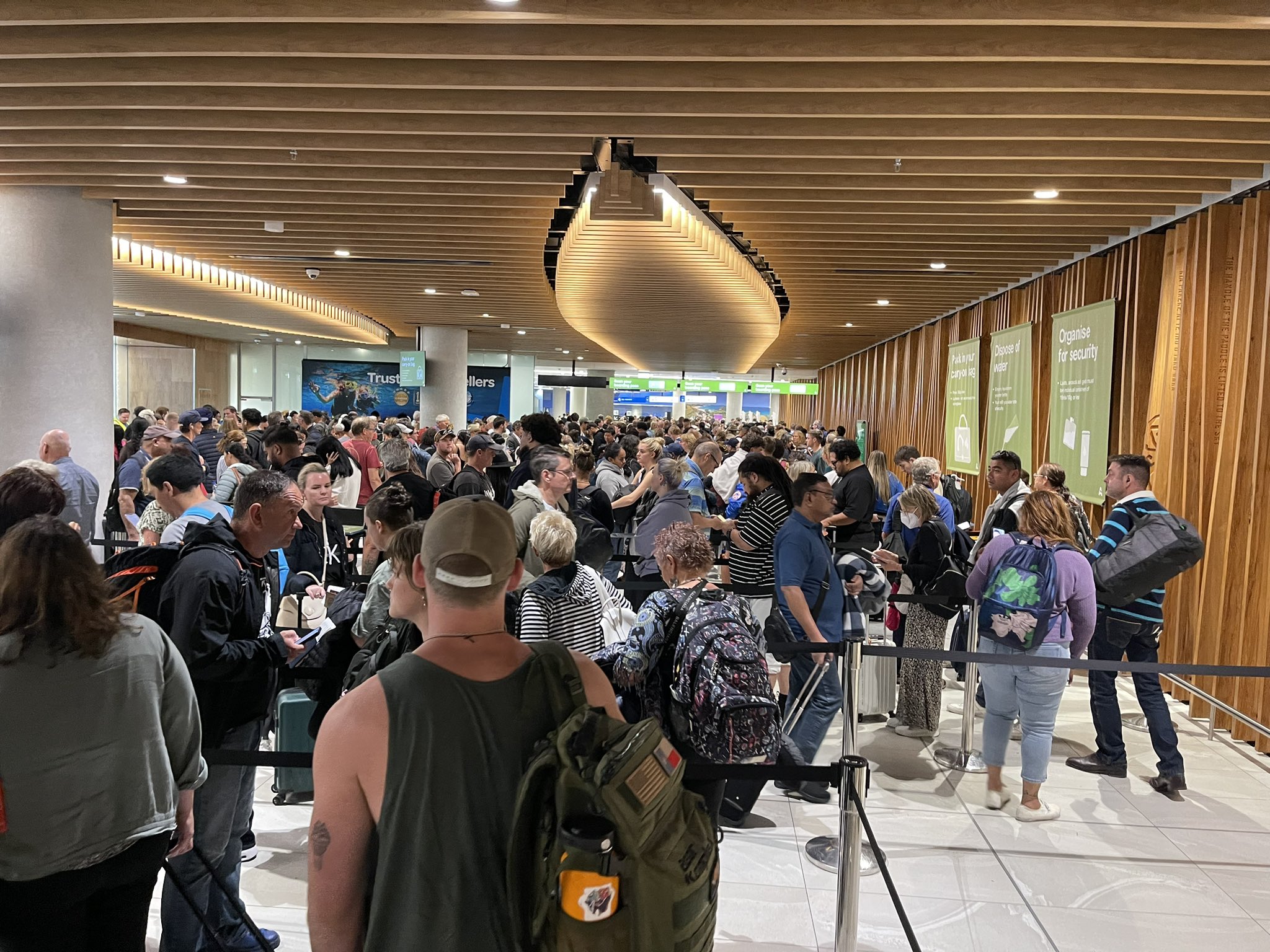 In a photo posted to X in December, Auckland Airport passengers were seen facing long delays in the international terminal. Photo / Dr Michelle Dickinson