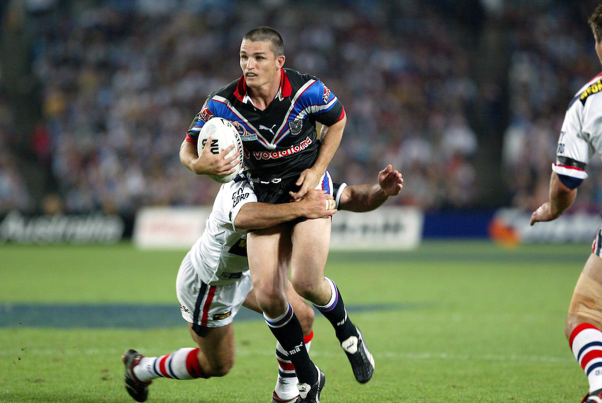 Ivan Cleary is tackled during the 2002 NRL grand final. Photo / Photosport