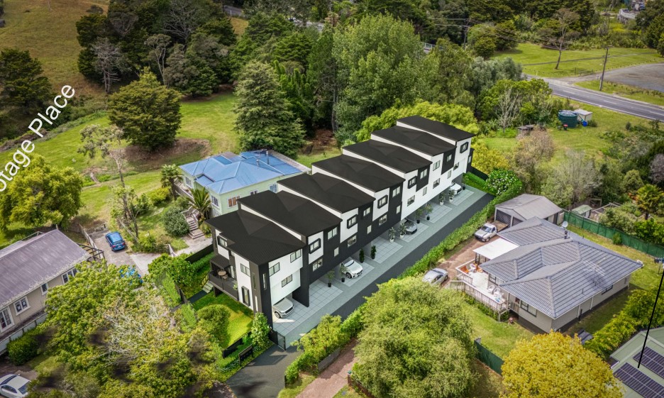 The planned development for seven townhouses at Pinotage Place, Huapai.