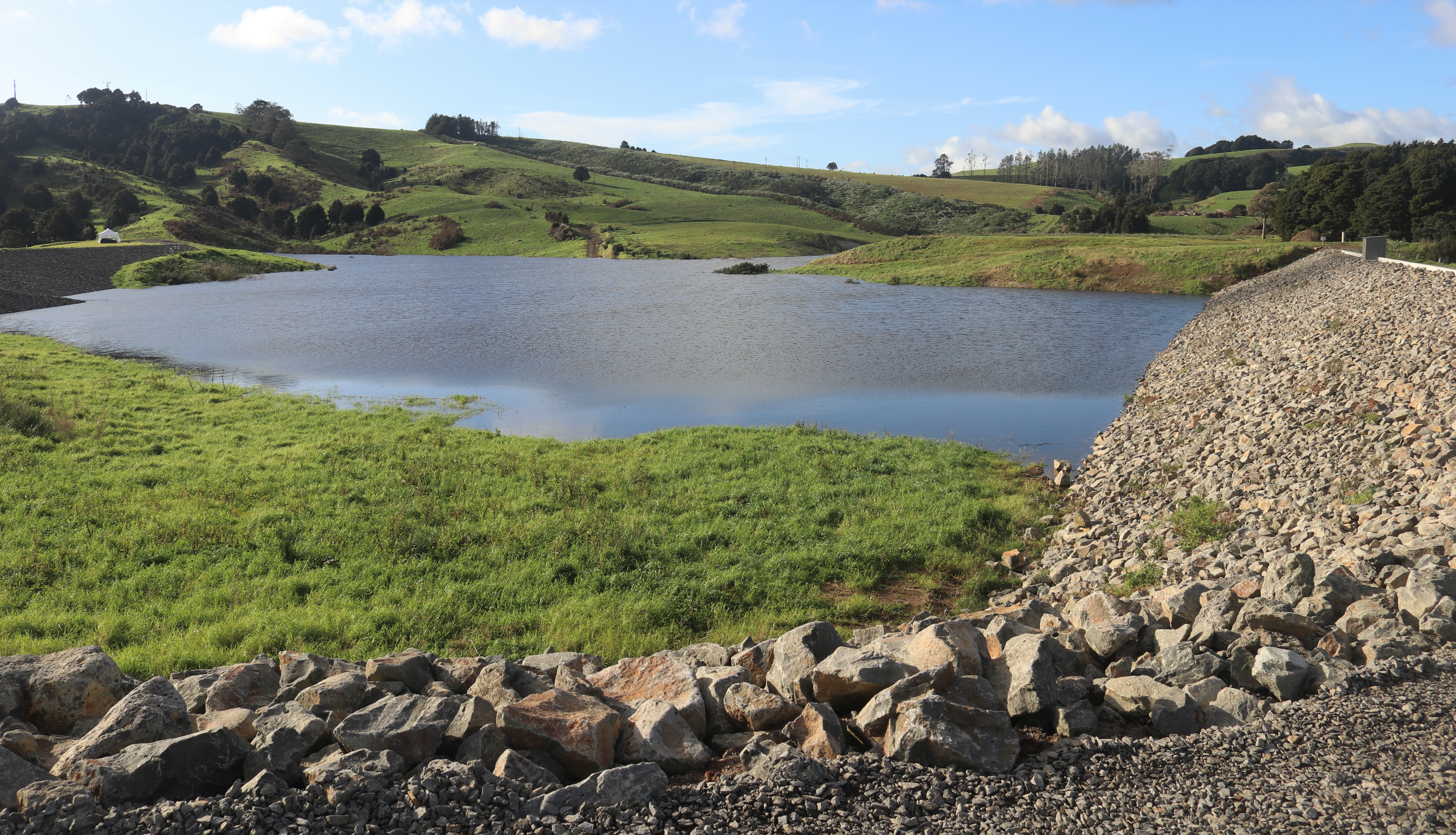 Once Matawii Dam is full, it will hold 750,000 cubic metres of water, the equivalent of about 300 Olympic-sized swimming pools. Photo / Peter de Graaf