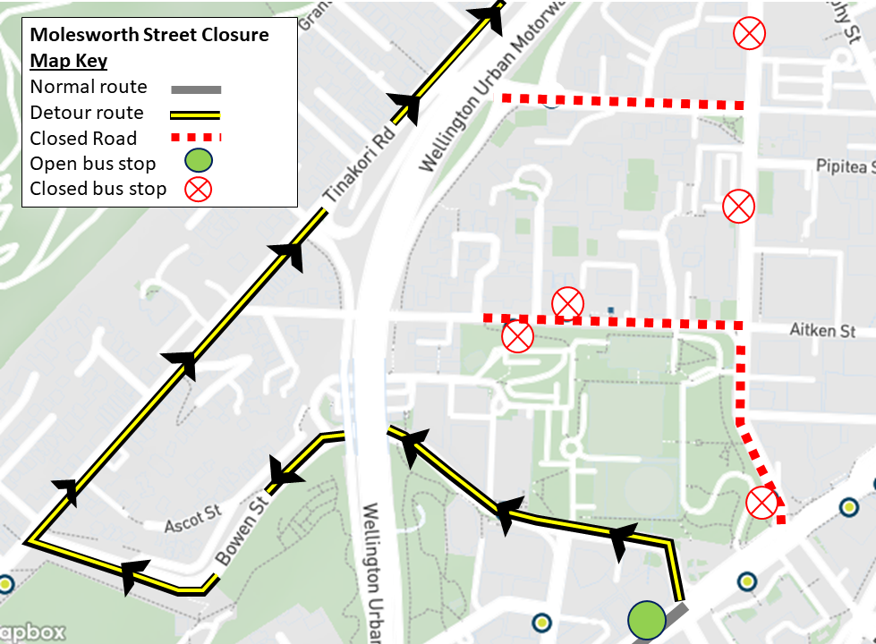 Molesworth St closure map. Photo / Metlink