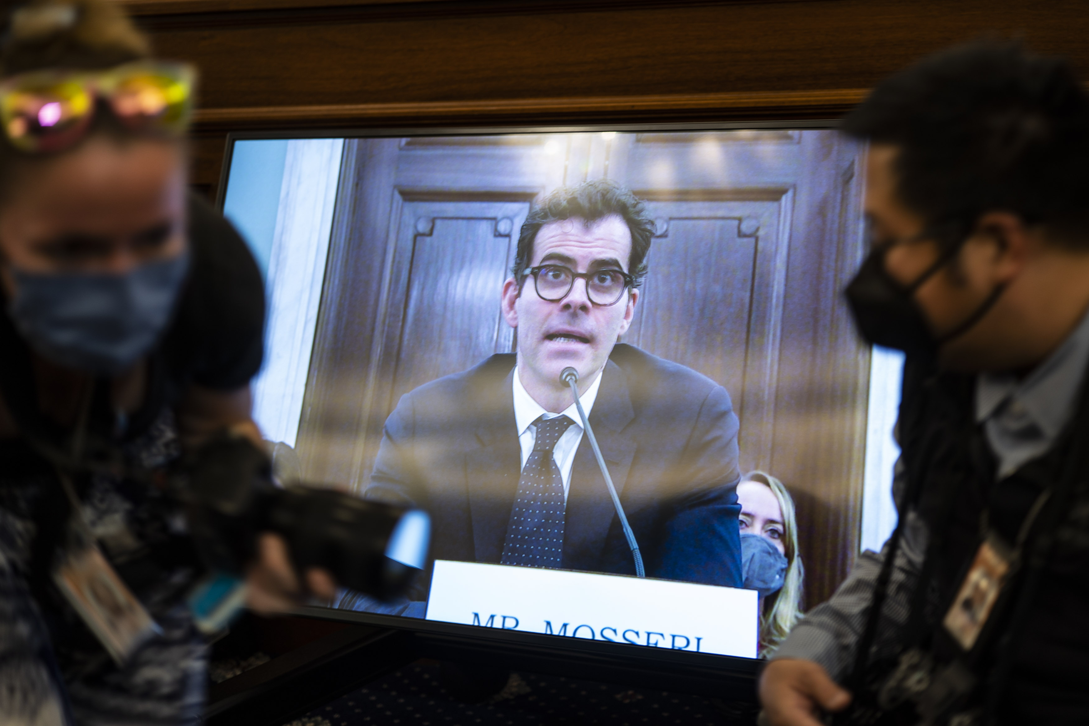 Adam Mosseri, head of Instagram, speaks in 2021 on Capitol Hill at a hearing about children’s online safety. Photo / Jabin Botsford, The Washington Post