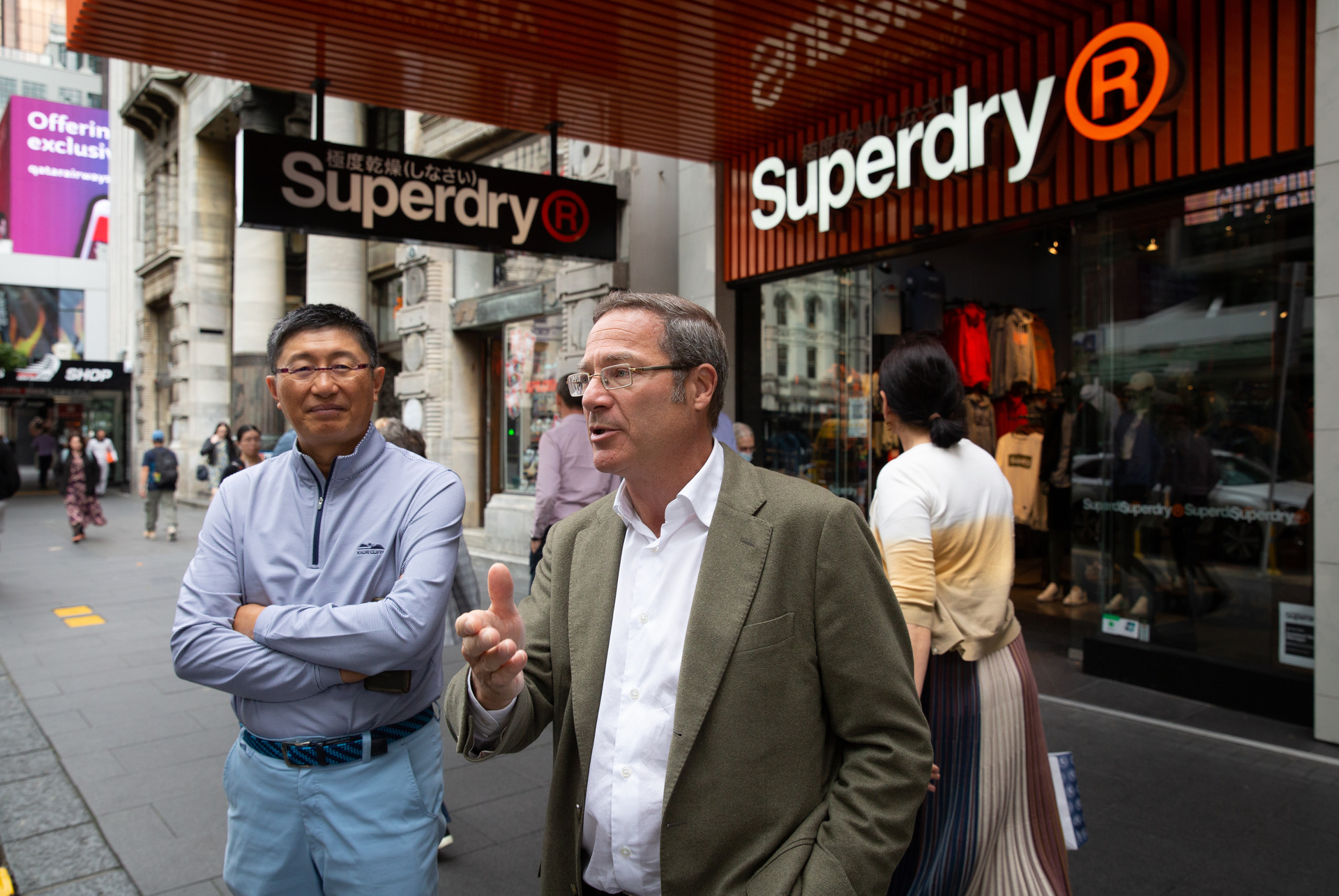 Queen St property owner Andrew Krukziener (right) with local businessman Oliver Kong. Photo / Sylvie Whinray