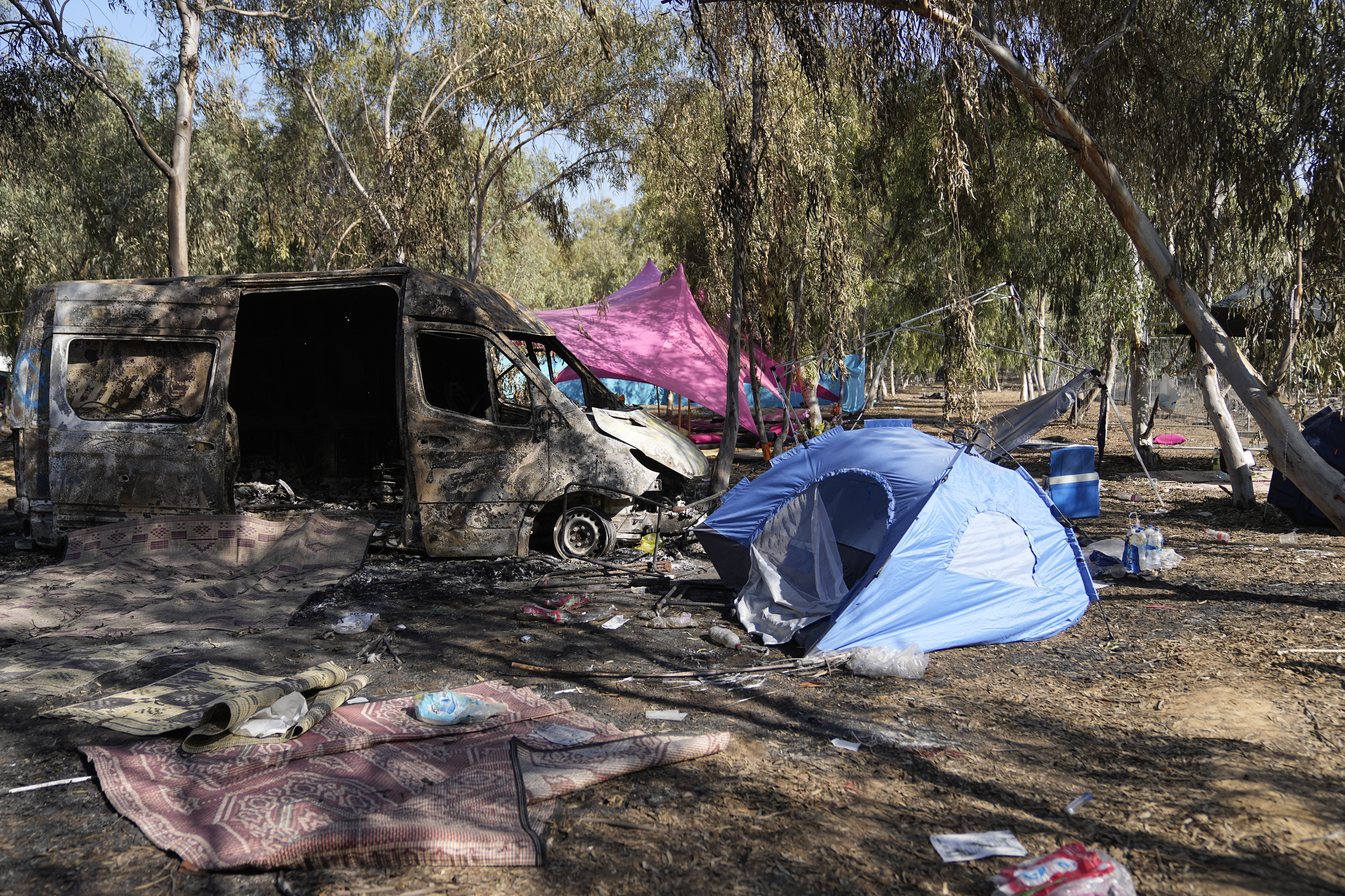 The site of a music festival near the border with the Gaza Strip in southern Israel, pictured on Thursday, October 12, 2023. Photo / AP