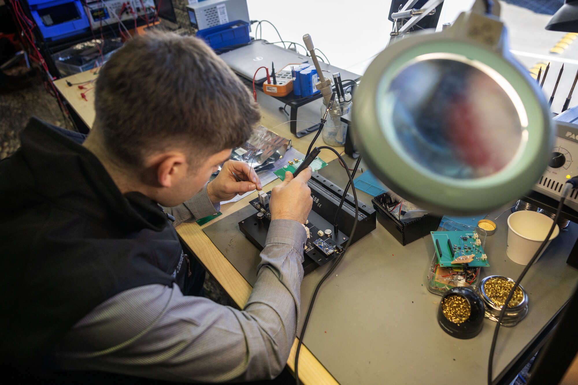 Inside Gallagher's eShepherd hardware R&D unit in Hamilton. The firm also has a software R&D hub in Melbourne. Photo / Mike Scott