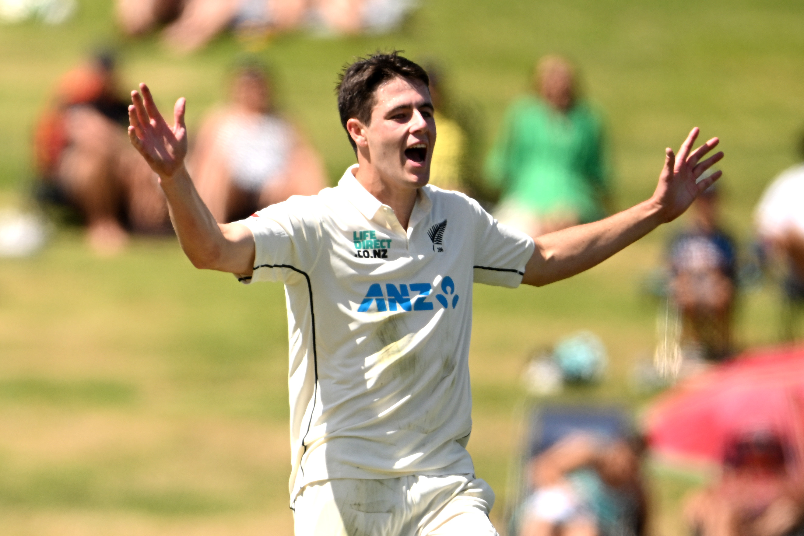 Will O'Rourke celebrates the wicket of  South Africa captain Neil Brand. Photo / Getty Images
