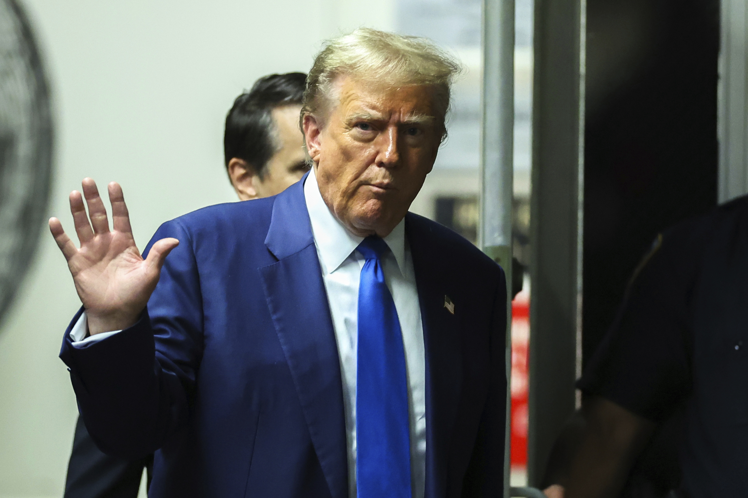 Former President Donald Trump returns to the courtroom following a break in his trial at Manhattan criminal court in New York, on Friday, May 3, 2024. Photo / AP