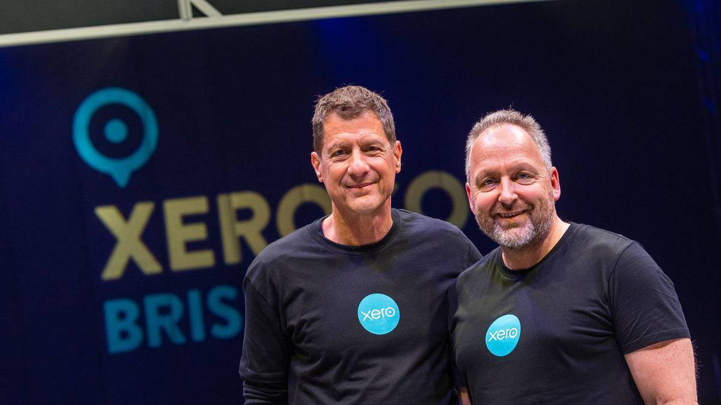 Xero chief executive Steve Vamos with founder and director Rod Drury. Photo / File
