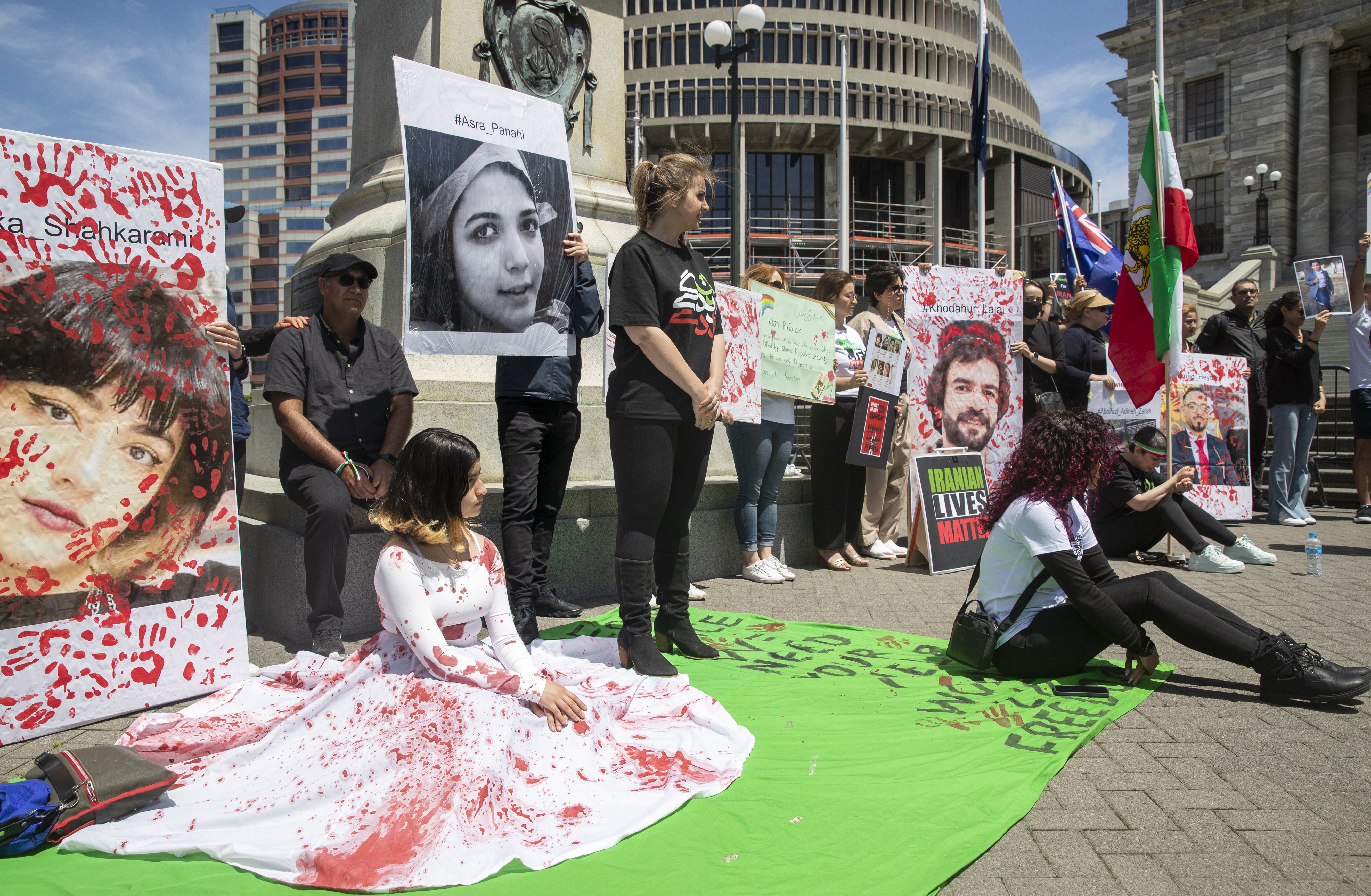 A protest in Wellington over Iran's violent crackdown on protests following the death of Mahsa Amini last year. Photo / Mark Mitchell