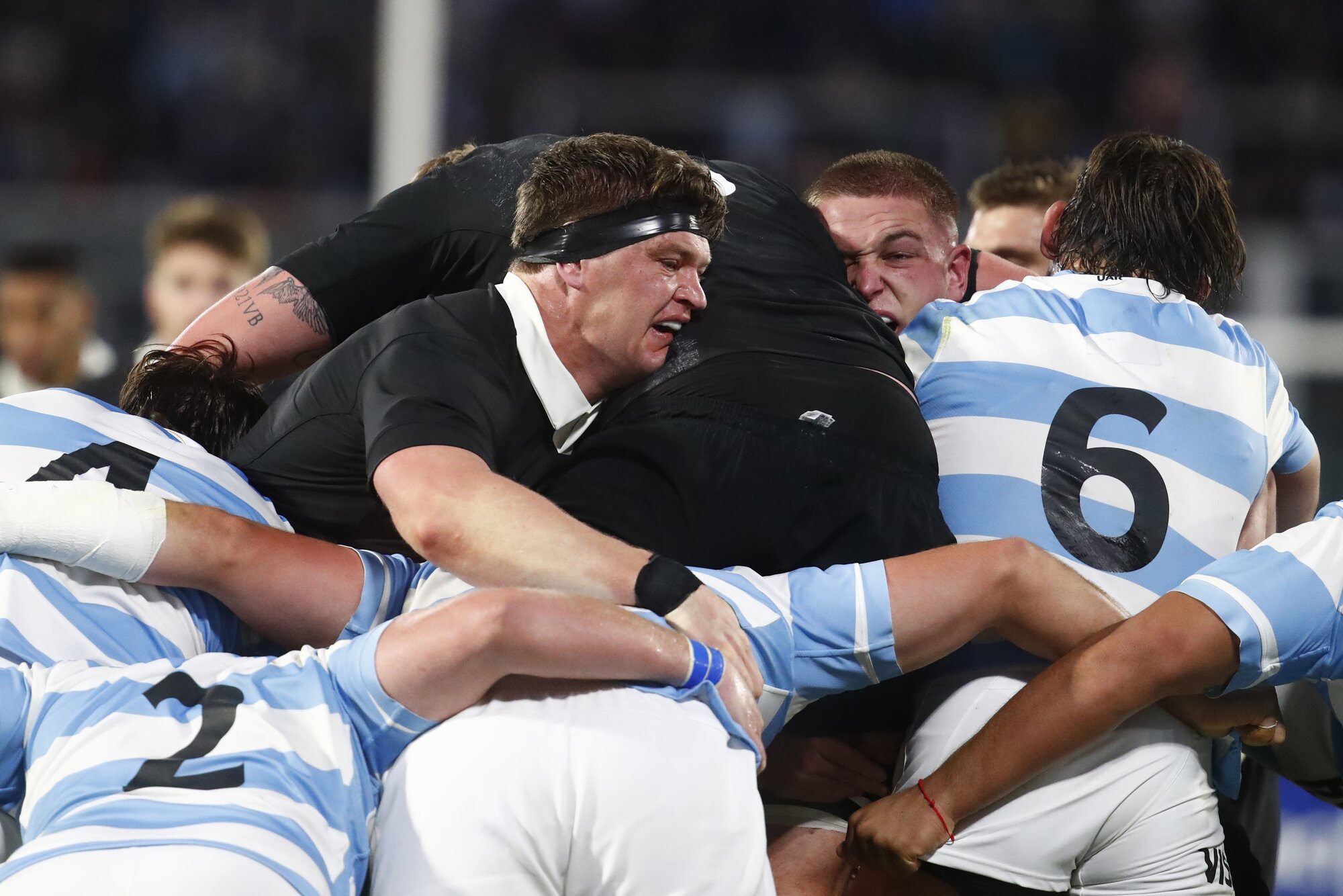 Scott Barrett gets stuck into a maul against Argentina. Photo / Getty Images