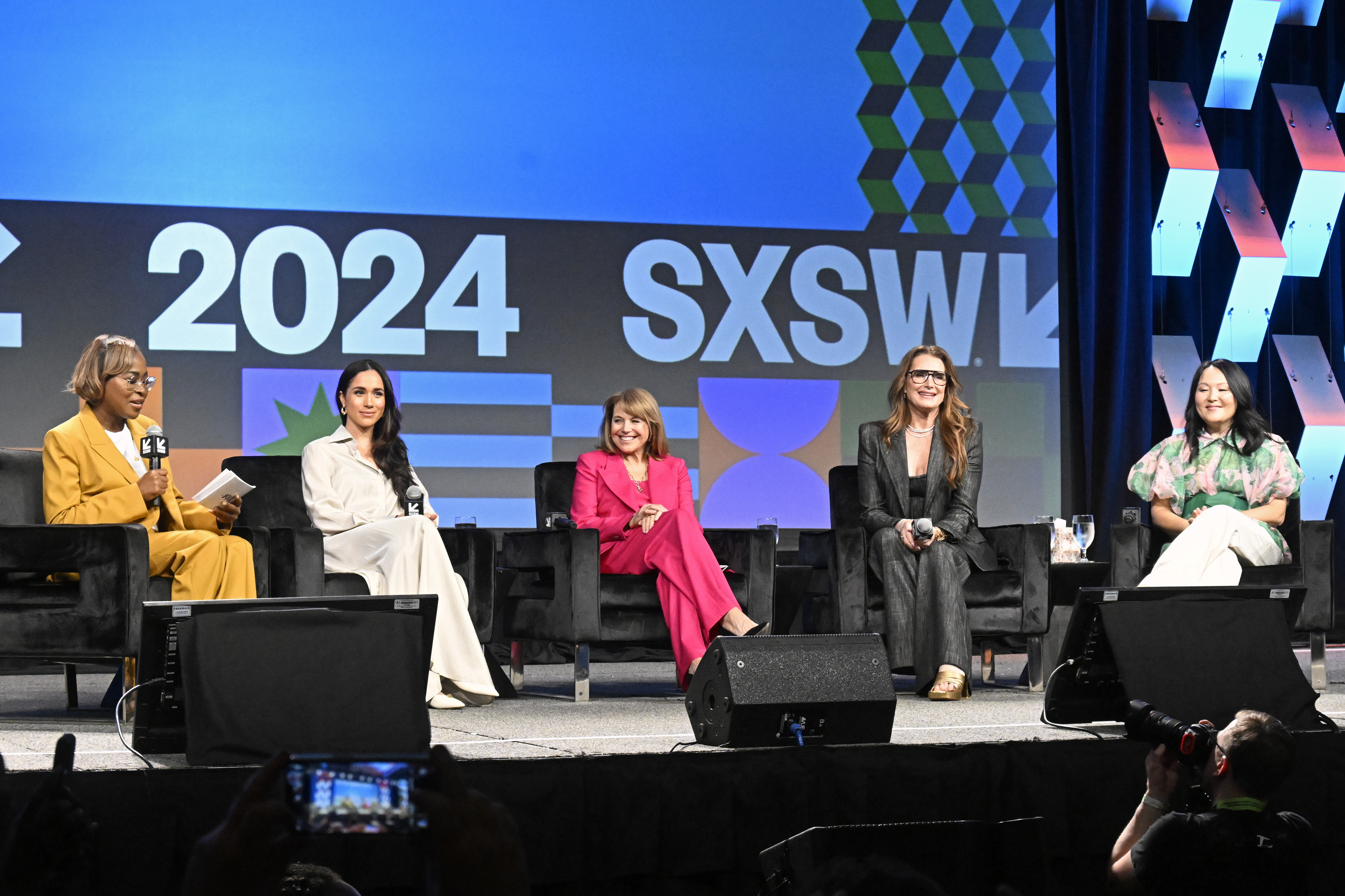 Errin Haines, Meghan, Duchess of Sussex, Katie Couric, Brooke Shields and Nancy Wang Yuen speak onstage during the Breaking Barriers, Shaping Narratives: How Women Lead On and Off the Screen panel during the 2024 SXSW Conference and Festival at Austin Convention Center on March 08, 2024 in Austin, Texas. Photo / Getty Images