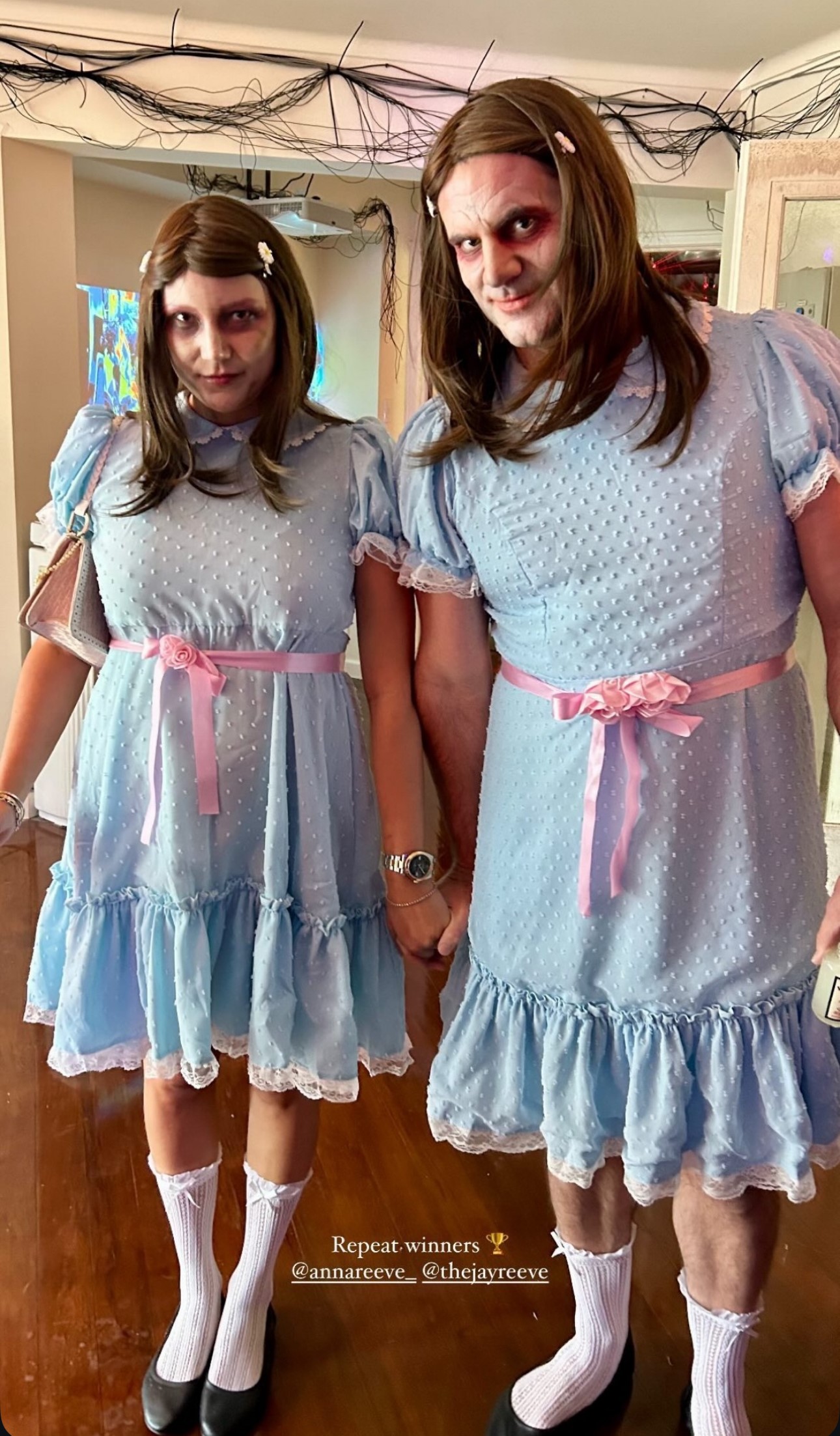 Media personalities and Pals co-founders Anna and Jay Reeve as the Grady twins.