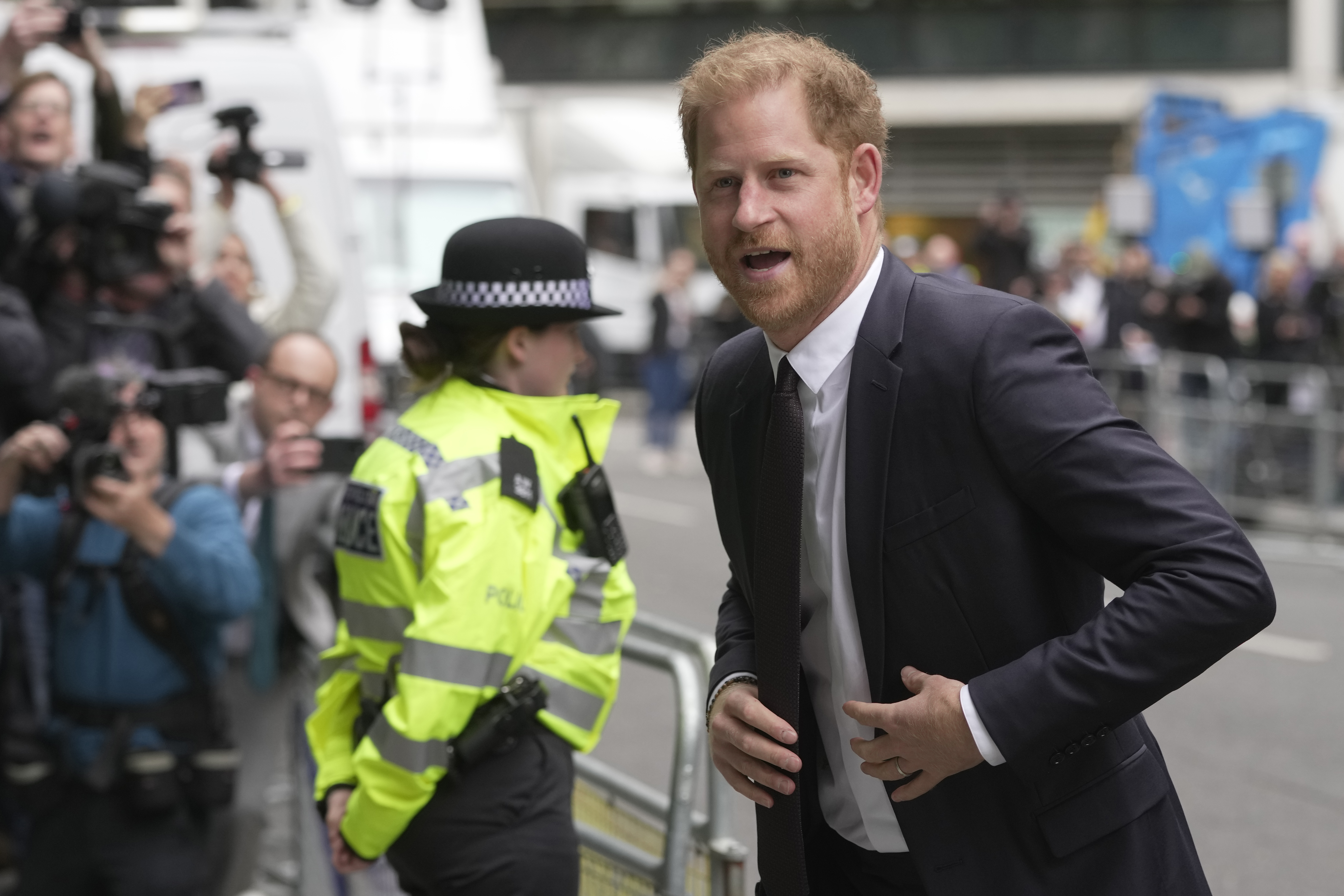 Prince Harry arrives at the High Court in London, Tuesday, June 6, 2023. Photo / AP