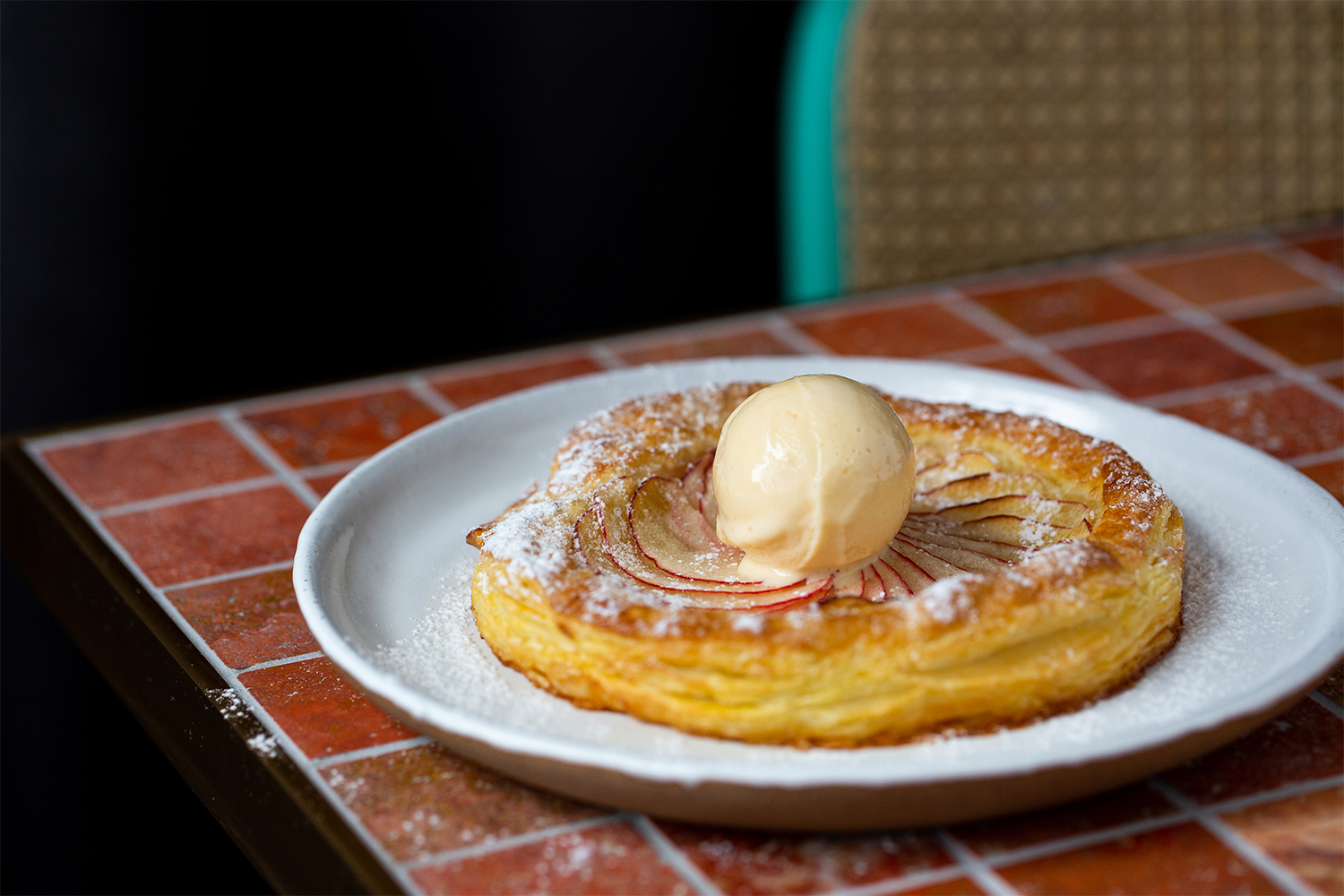 Apple tart with vanilla icecream at Esther. Photo / Babiche Martens