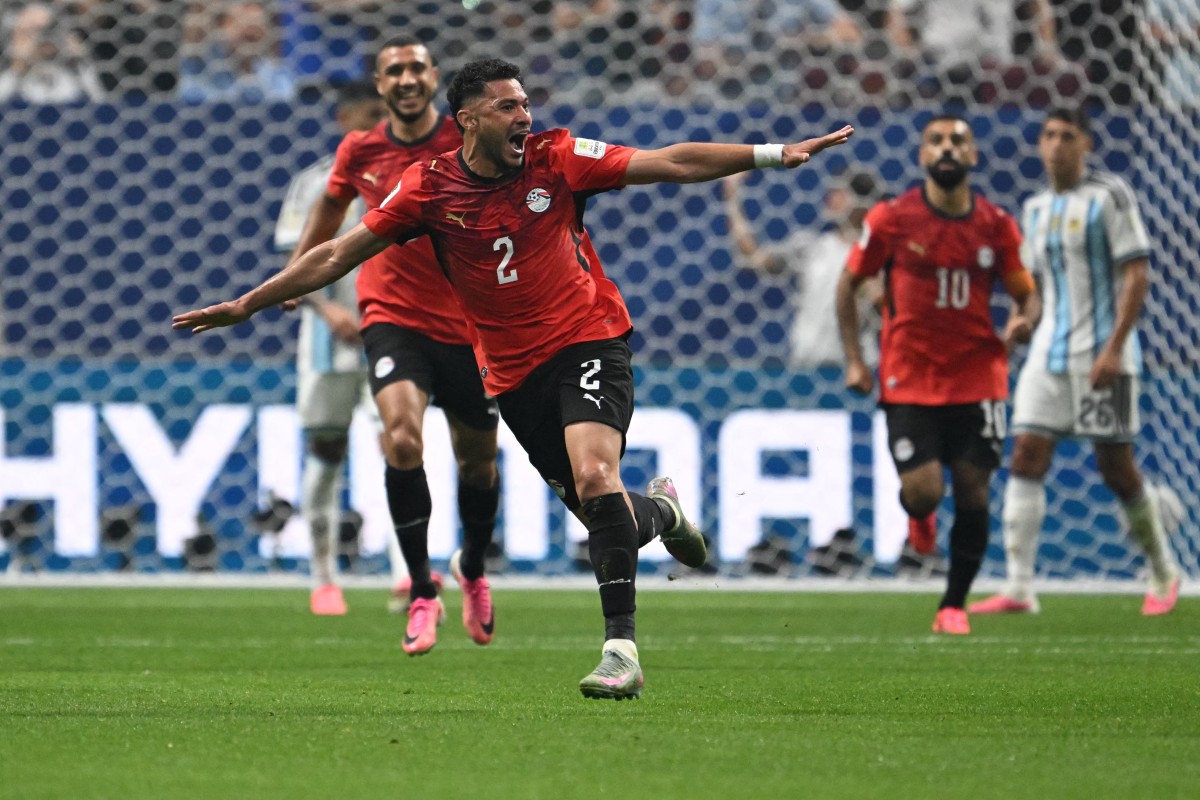 Egypt's defender Yasser Ibrahim celebrates scoring during the 2026 World Cup round of 16 football match between Argentina and Egypt at Atlanta Stadium. Photo / AFP