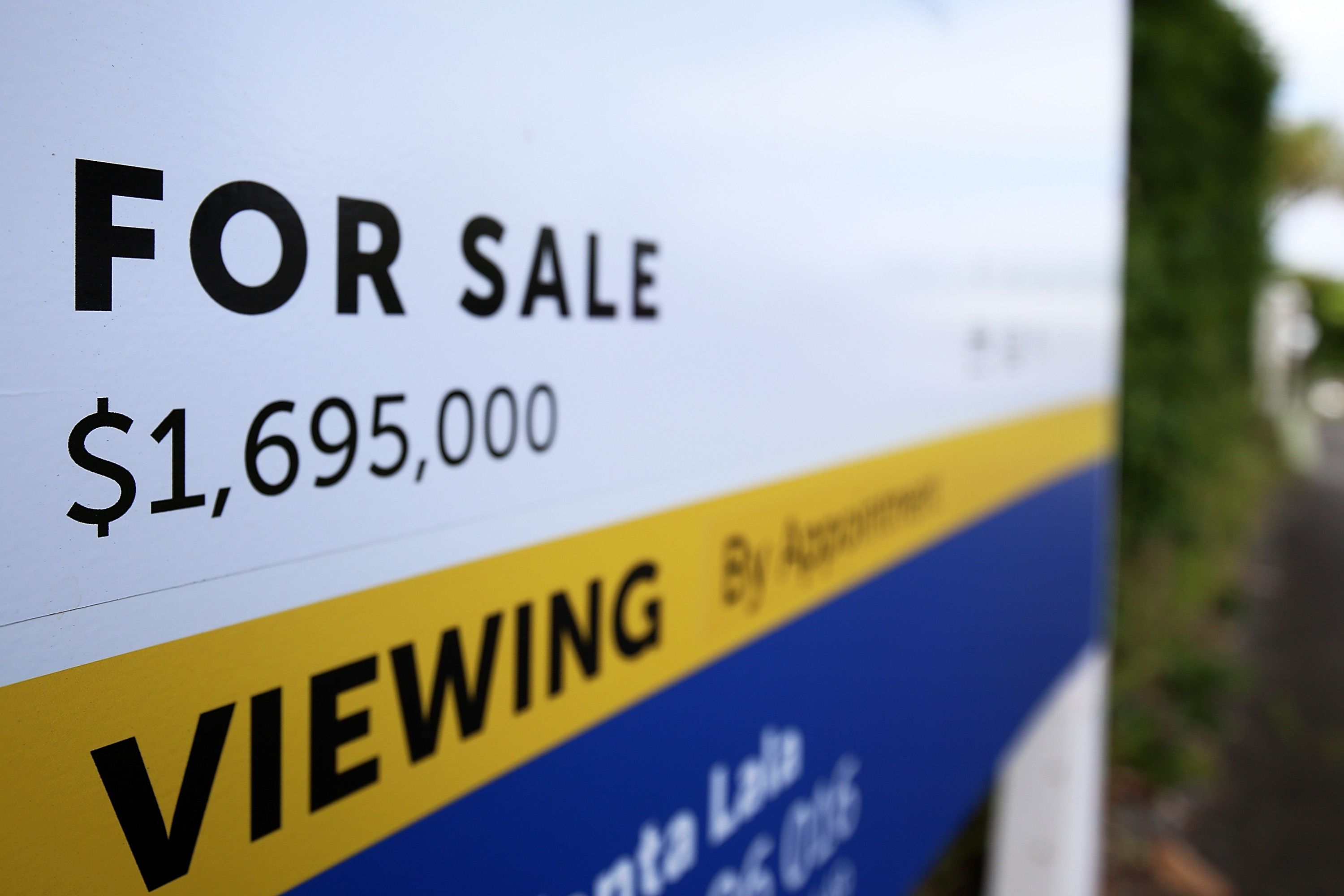 A For Sale sign in Auckland's desirable Double Grammar Zone. Photo / Getty Images