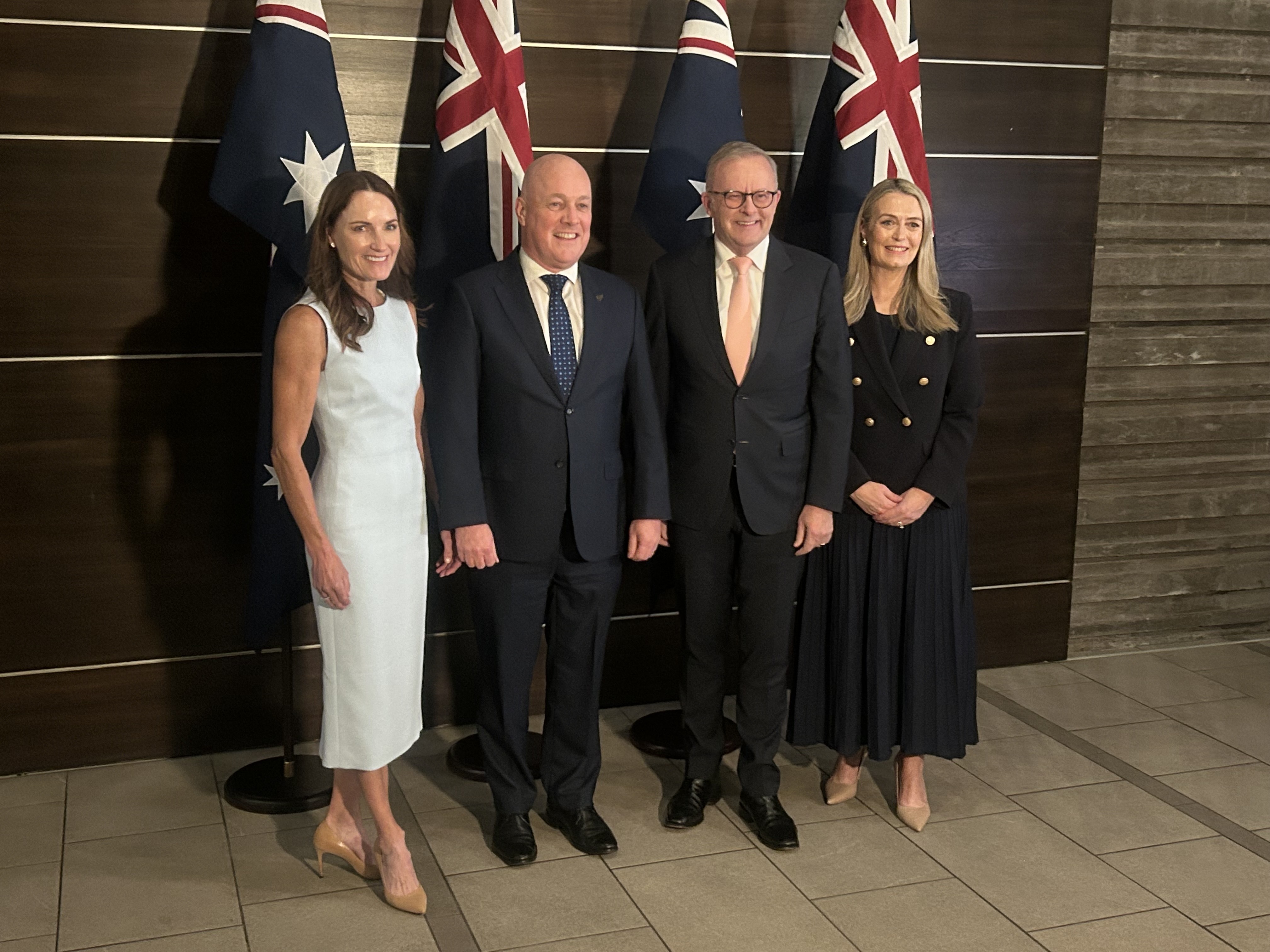 PM Christopher Luxon and Australia PM Anthony Albanese meeting with their spouses in Noosa, QLD. Photo / Adam Pearse