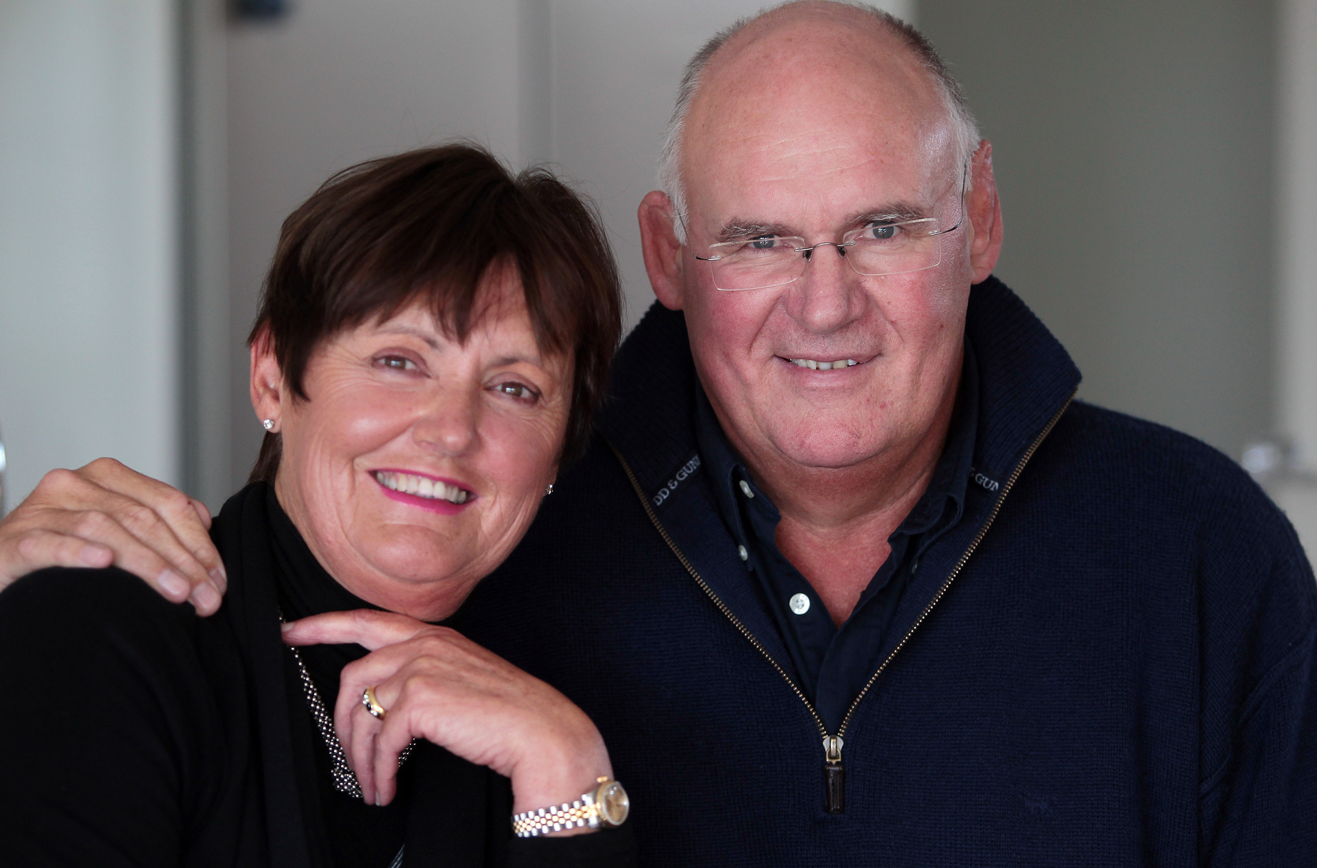 Former All Black Andy Haden and his wife Trecha at home shortly after comments he made in 2010. Photo / Doug Sherring