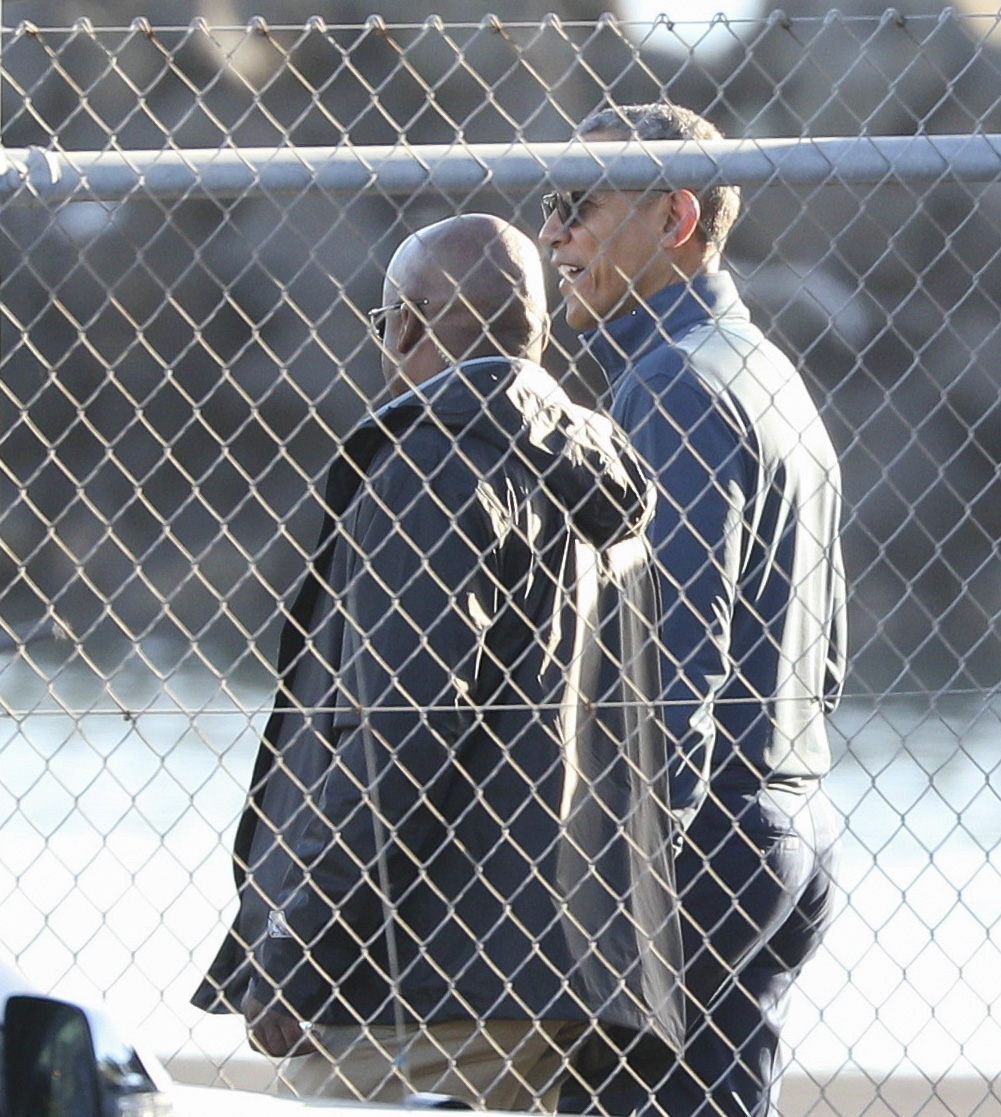 US President Barack Obama arrives at Mechanics Bay. Photo / Greg Bowker 