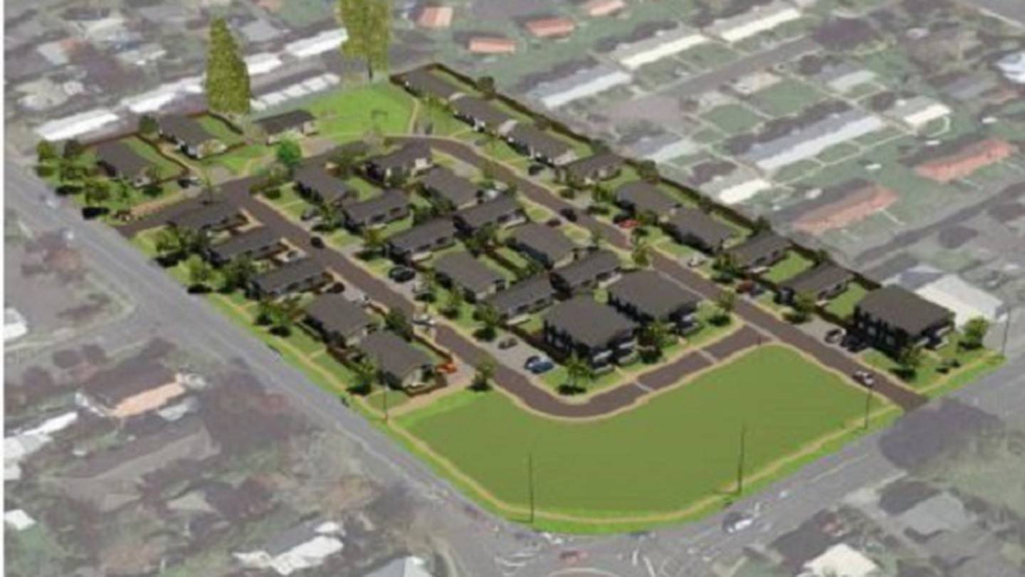 Kainga Ora plans to build 37 homes on a 2ha block on the corner of Malfroy Rd and Ranolf St. Image / Supplied