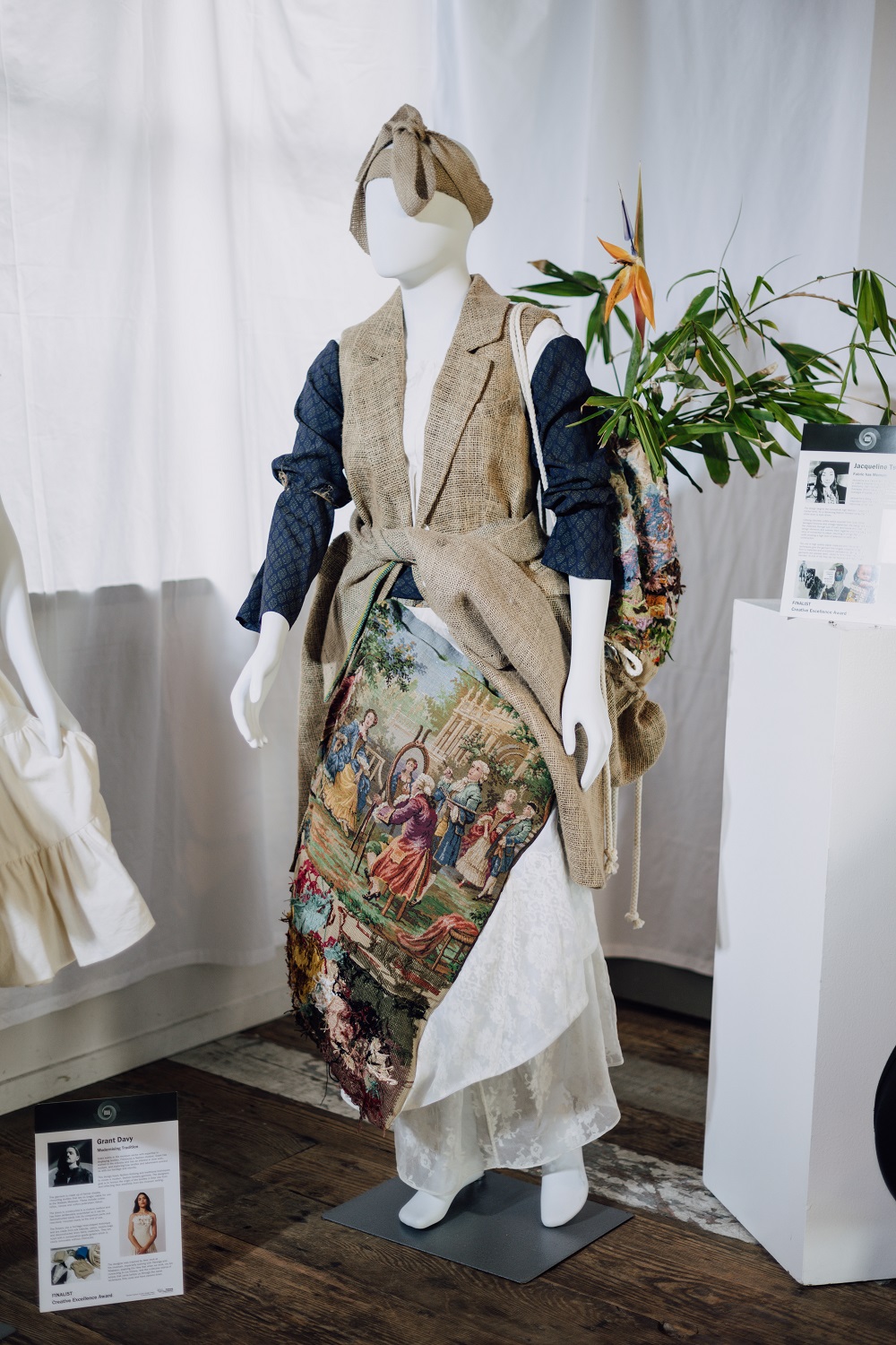 Jacqueline Tsang's entry, which won the Award for Creative Excellence presented by Viva. Her design was made from obsolete coffee sacks, damaged kimonos and vintage tapestries. Photo / Radlab 