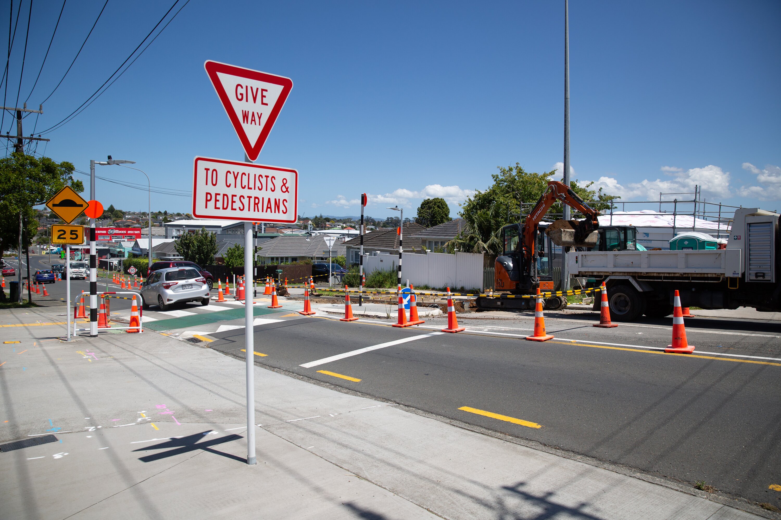 The new pedestrian crossing on Hayr Rd, Three Kings, is being ripped out by contractors this week. Photo / Sylvie Whinray
