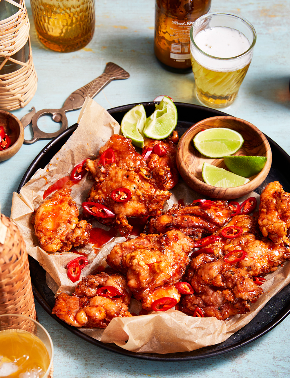 Serve this sticky chicken with kalamansi halves or lime wedges. Photo / Supplied