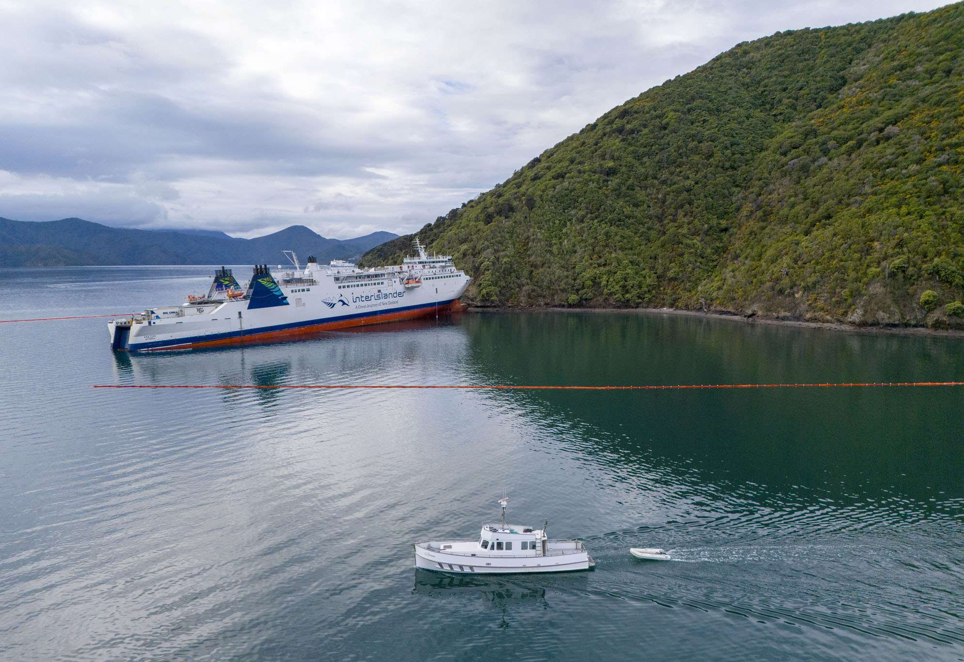 The stranded Interislander ferry Aratere, Picton in Marlborough Sounds.