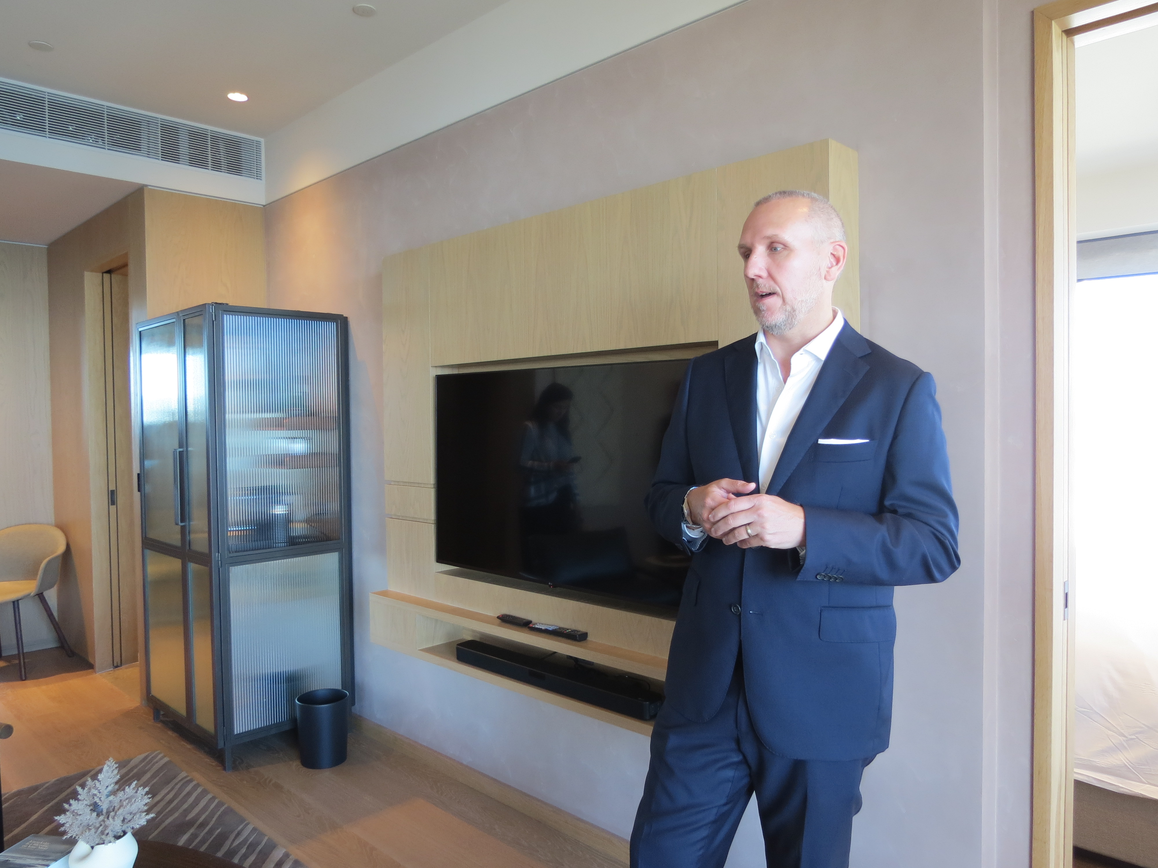 InterContinental Auckland general manager Ryan South inside one of the suites at today's opening.
