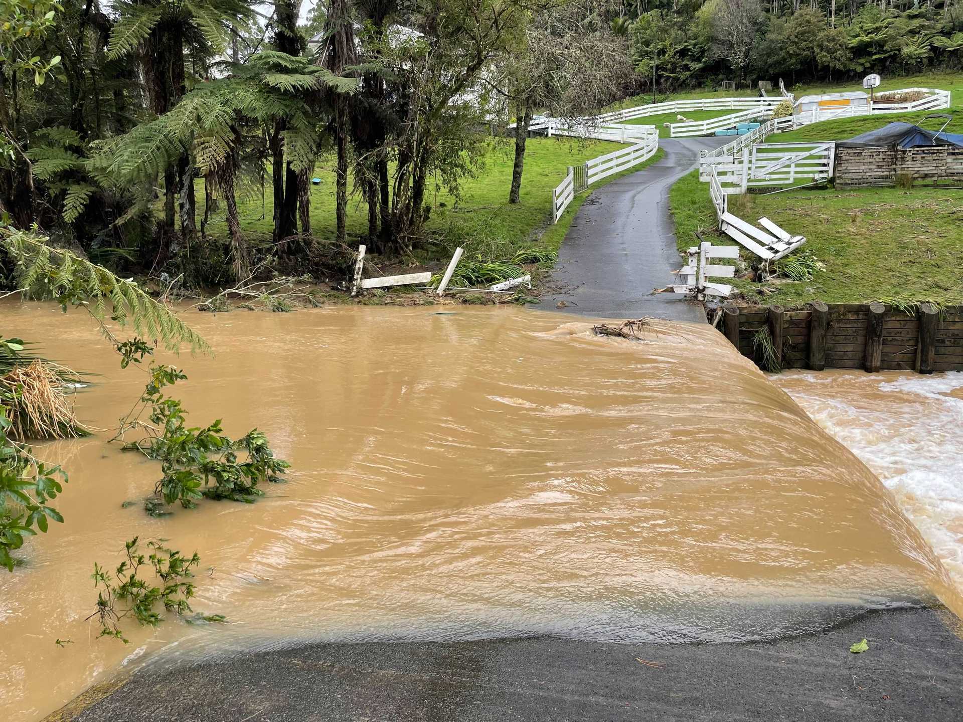 Flooding in Henderson Valley. Photo / Emma Olsen