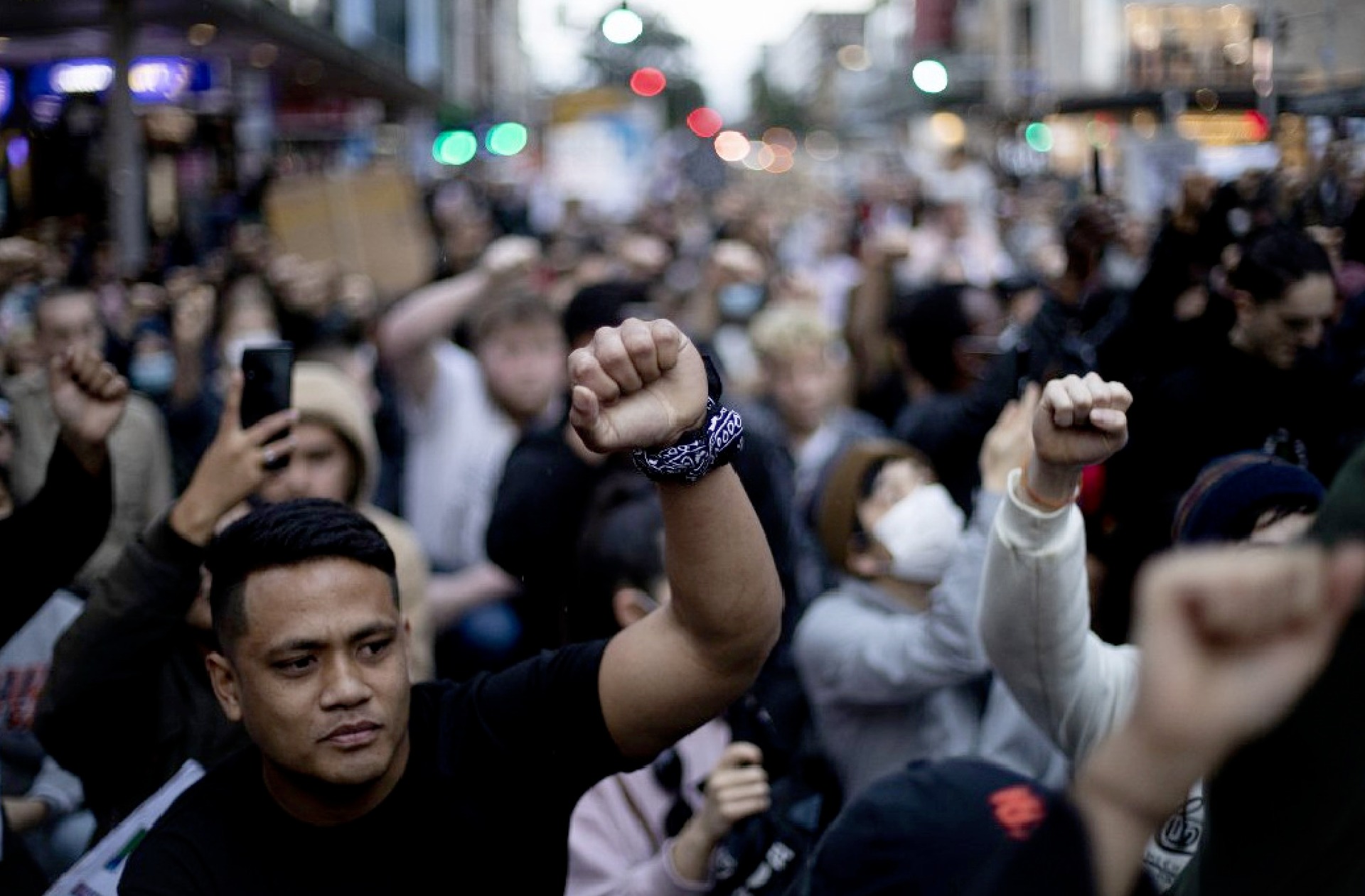 Protesters at the Black Lives Matter protest in Auckland on June 1. Photo / Dean Purcell