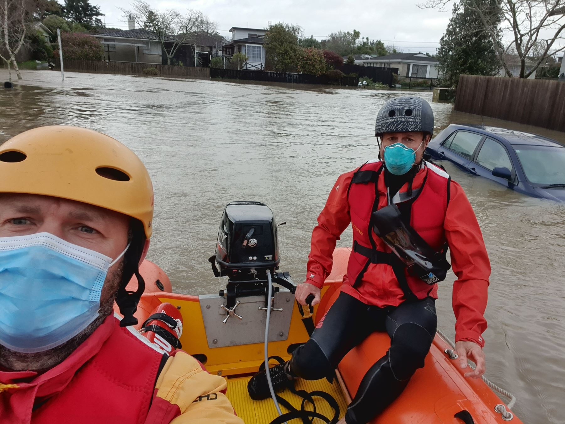 Surf Life Saving's Muriwai search and rescue squad helped rescue flood victims in the Kumeu and Huapai area in 2023.
