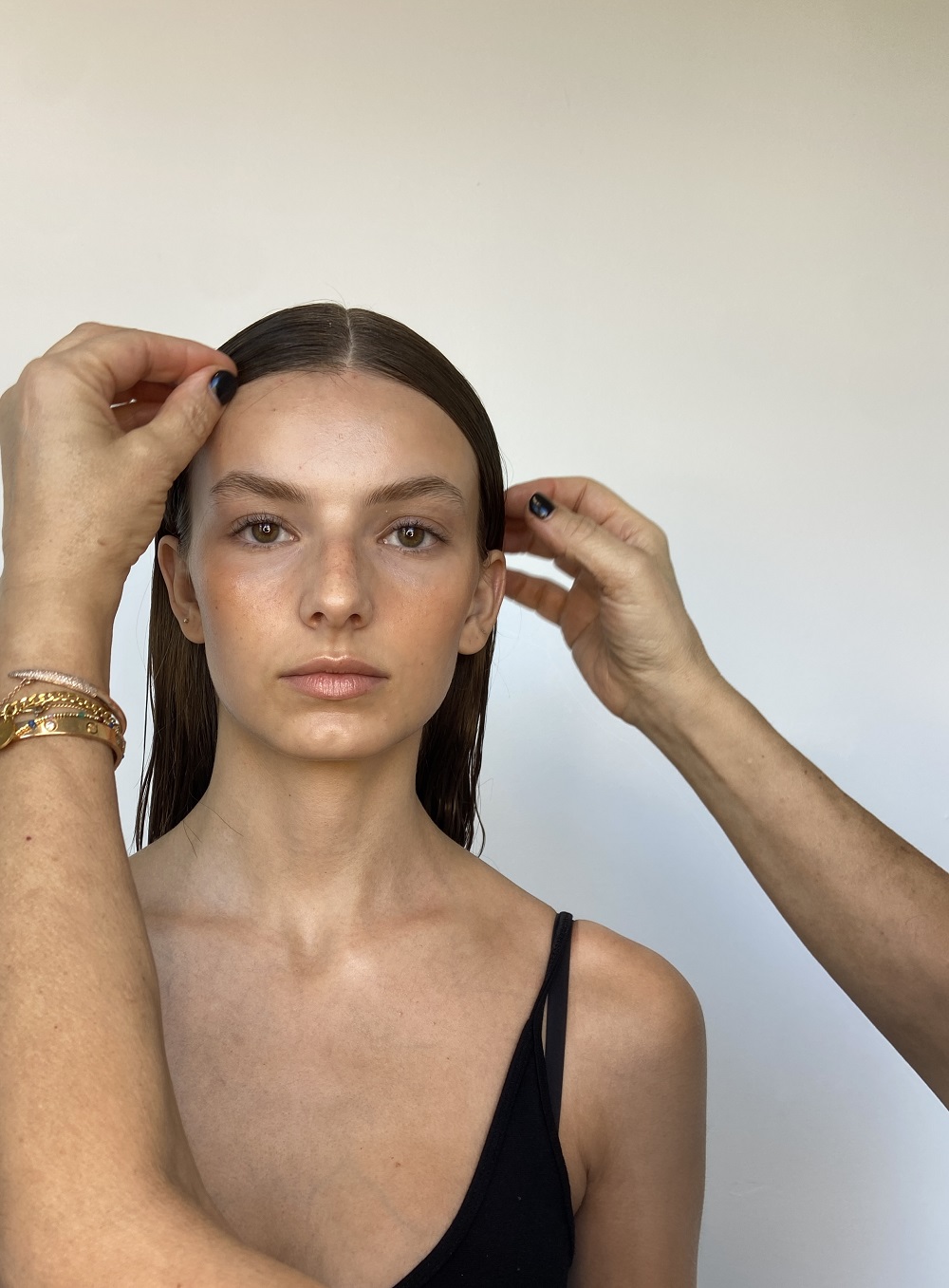 A preview of the hair and makeup for the upcoming show — simple and slick. Photo / Supplied