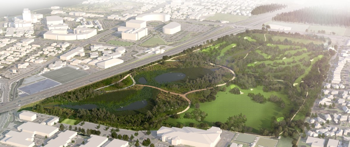 Artist impression of the wetland proposed by the council for AF Thomas Park on the North Shore, currently the home of the Takapuna Golf Club. Image / Auckland Council