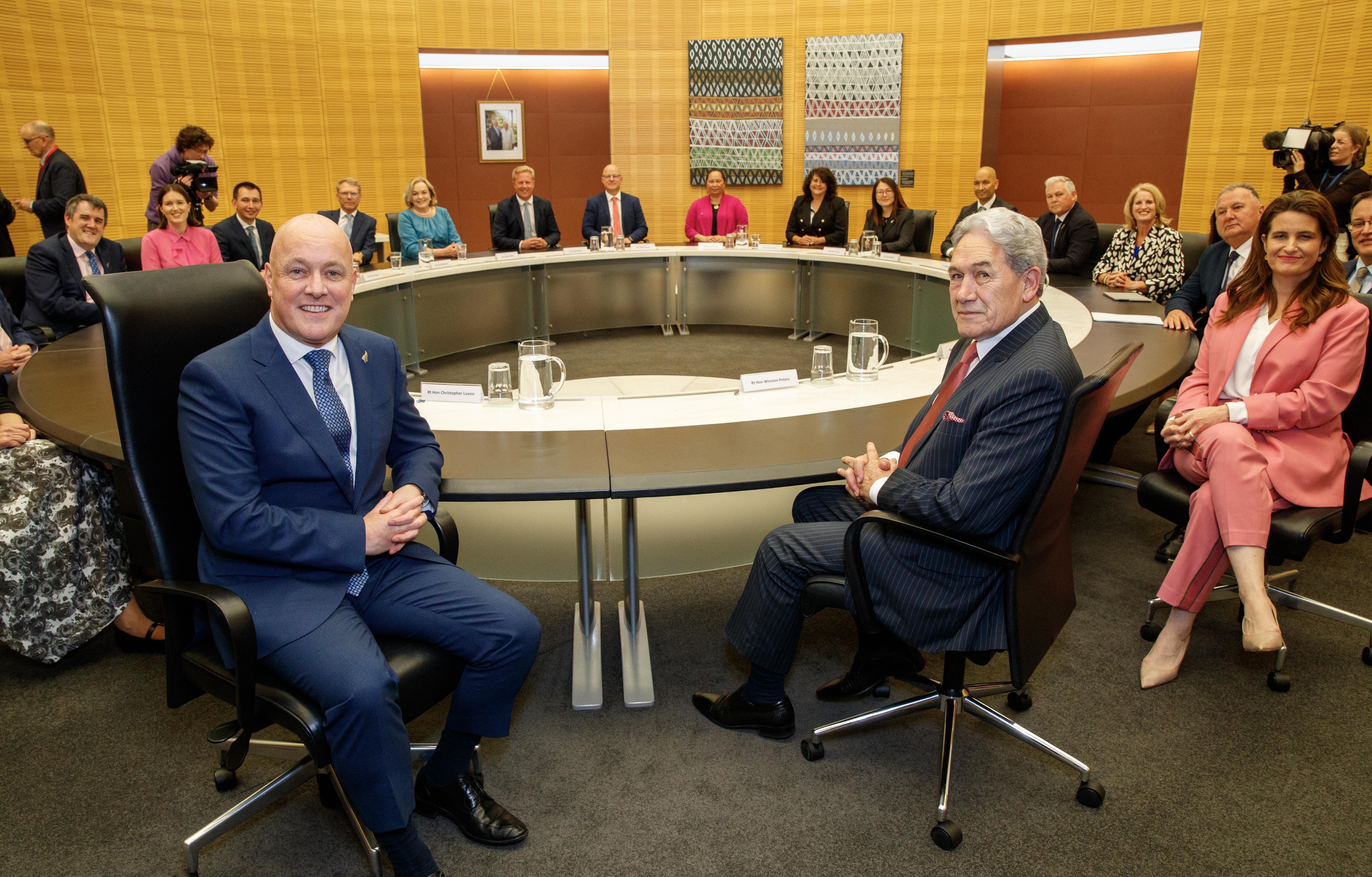The new Government sat down to its first Cabinet meeting on the 10th floor of the Beehive at 1pm today. Photo / Mark Mitchell