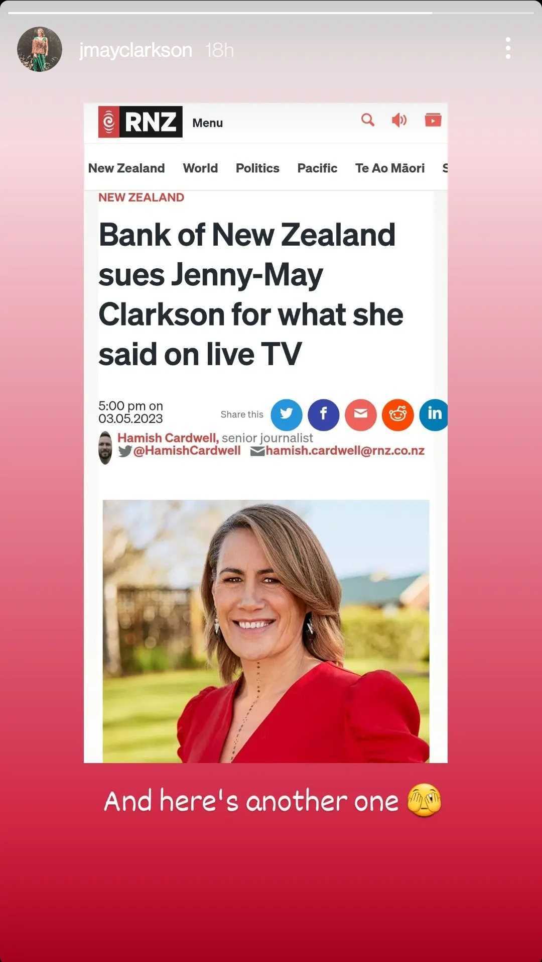 Breakfast host Jenny-May Clarkson has shared screenshots of scam attempts using her name and photos. Photo / @jmayclarkson