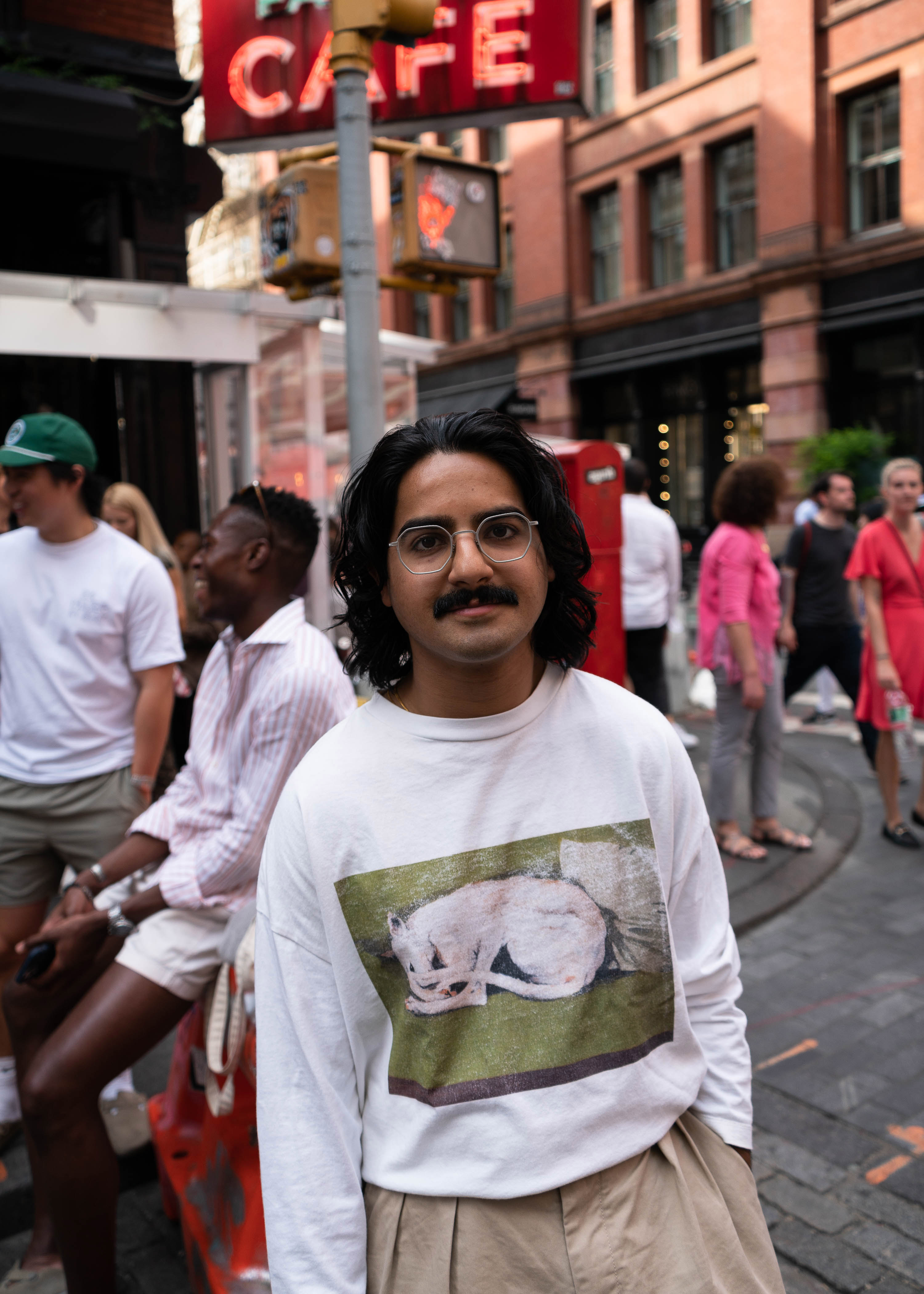 Sahil Abbi, who works in commodities and sports a moustache, in New York. Photo / Ali Cherkis, The New York Times