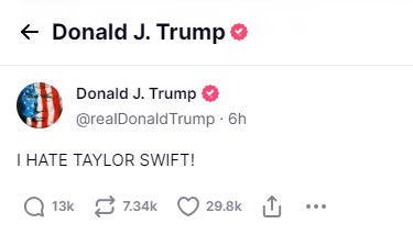 Donald Trump's post on Truth Social received plenty of engagement from his followers. Photo / @realdonaldtrump