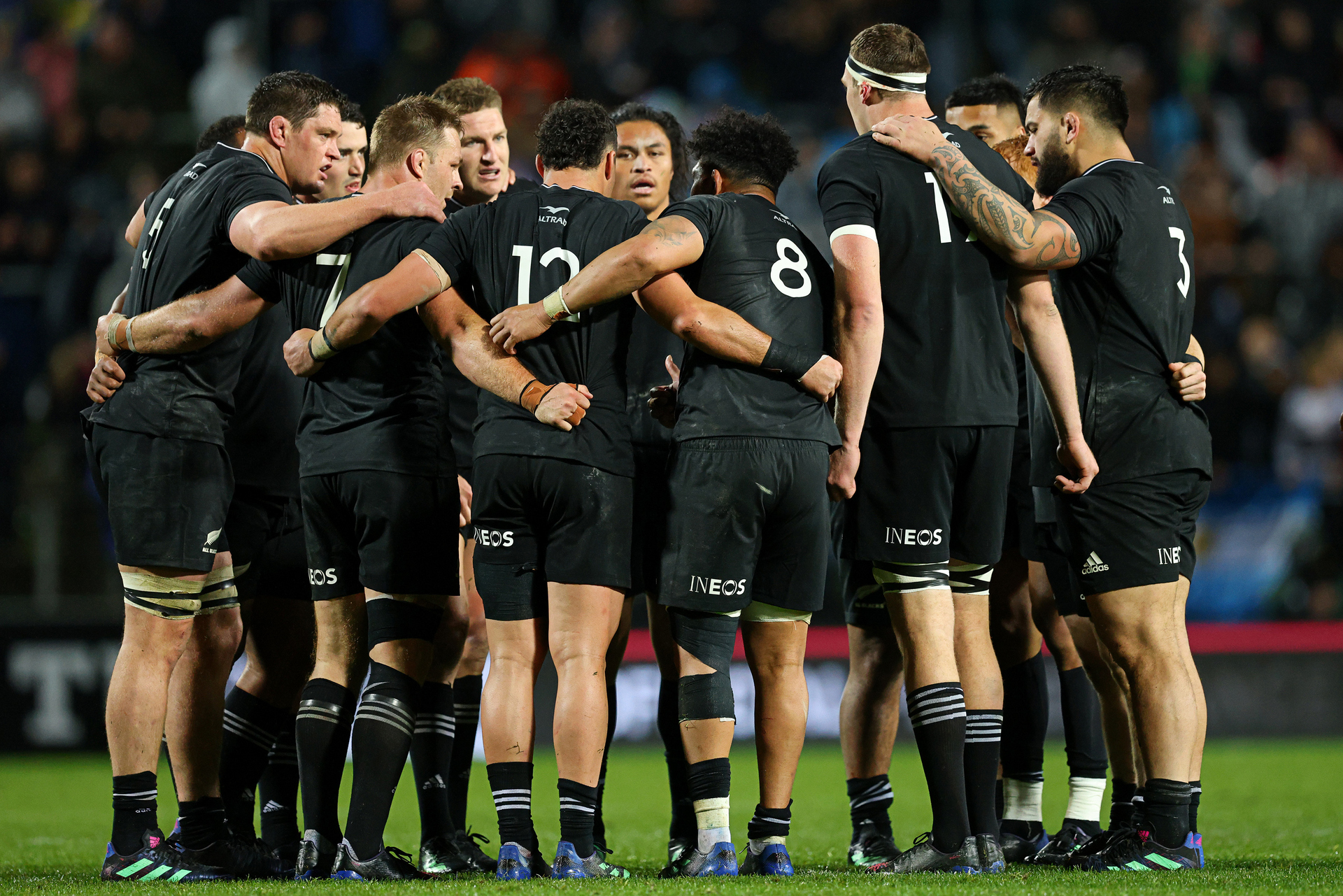 All Blacks sponsors Ineos seen on the back of the kit. Photo / Photosport