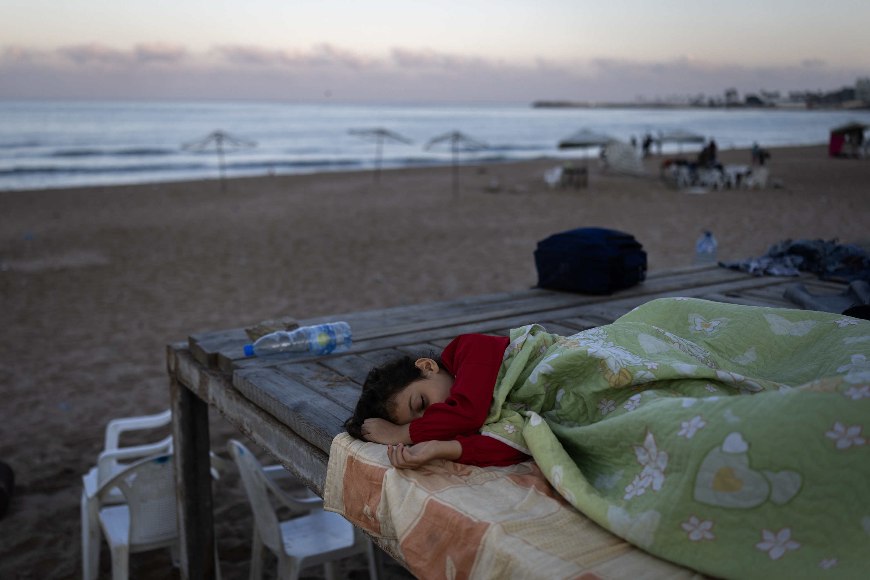 Families sought refuge at Ramlet Al Baida beach in Beirut after fleeing Israeli airstrikes on the city’s southern suburbs. Photo / Diego Ibarra Sanchez, The New York Times